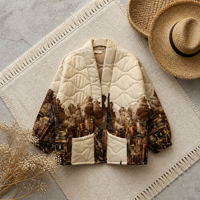 Gesteppte Kimono-Jacke