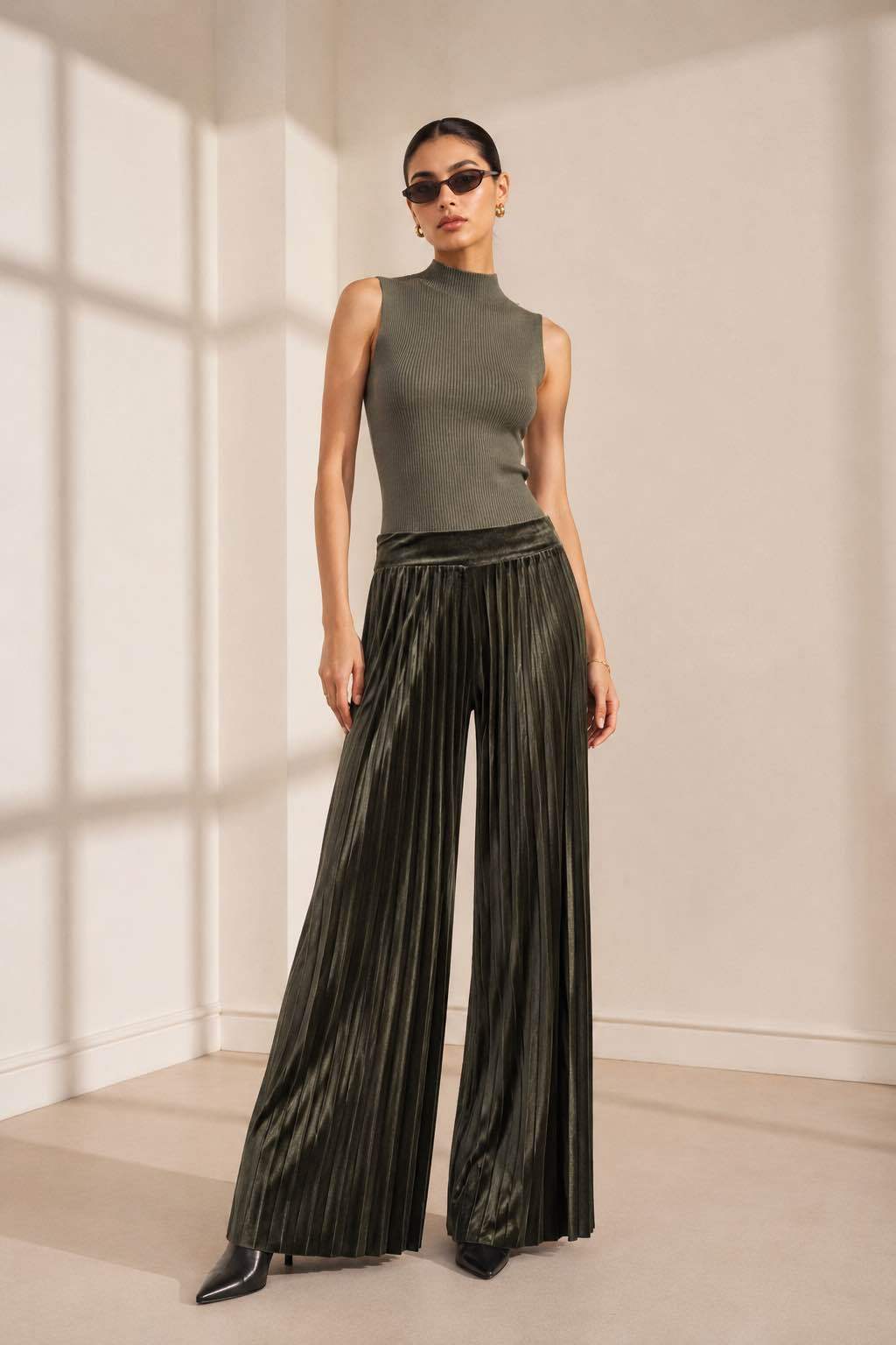 Plissierte Palazzo-Hose