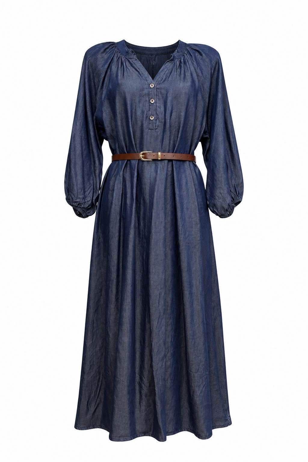 Midi-Hemdkleid mit Gürtel