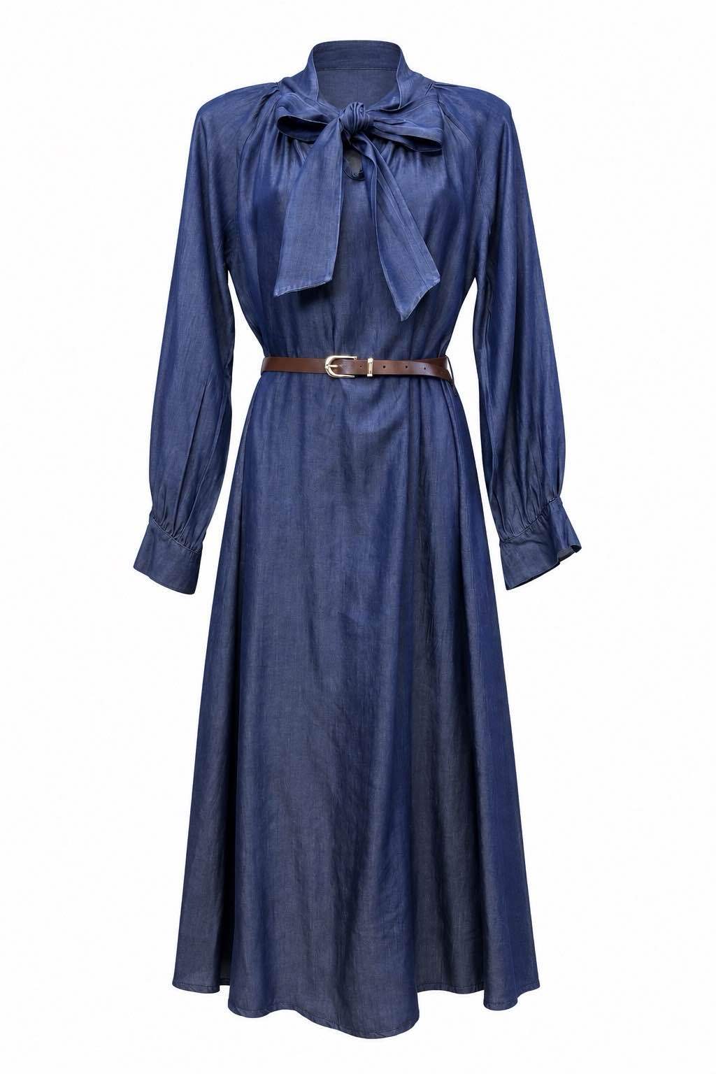 A-Linie Midikleid mit Stehkragen