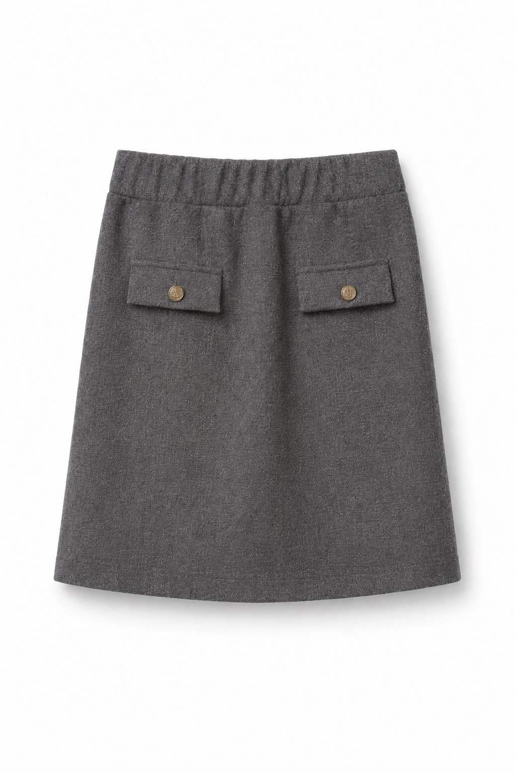 A-Linien Minirock mit Zierpatten und Knöpfen
