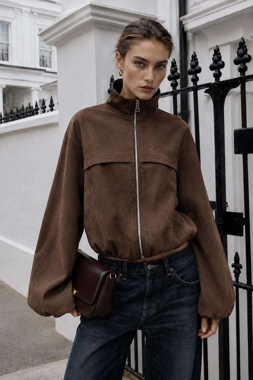 Oversize-Jacke mit halbem Rollkragen