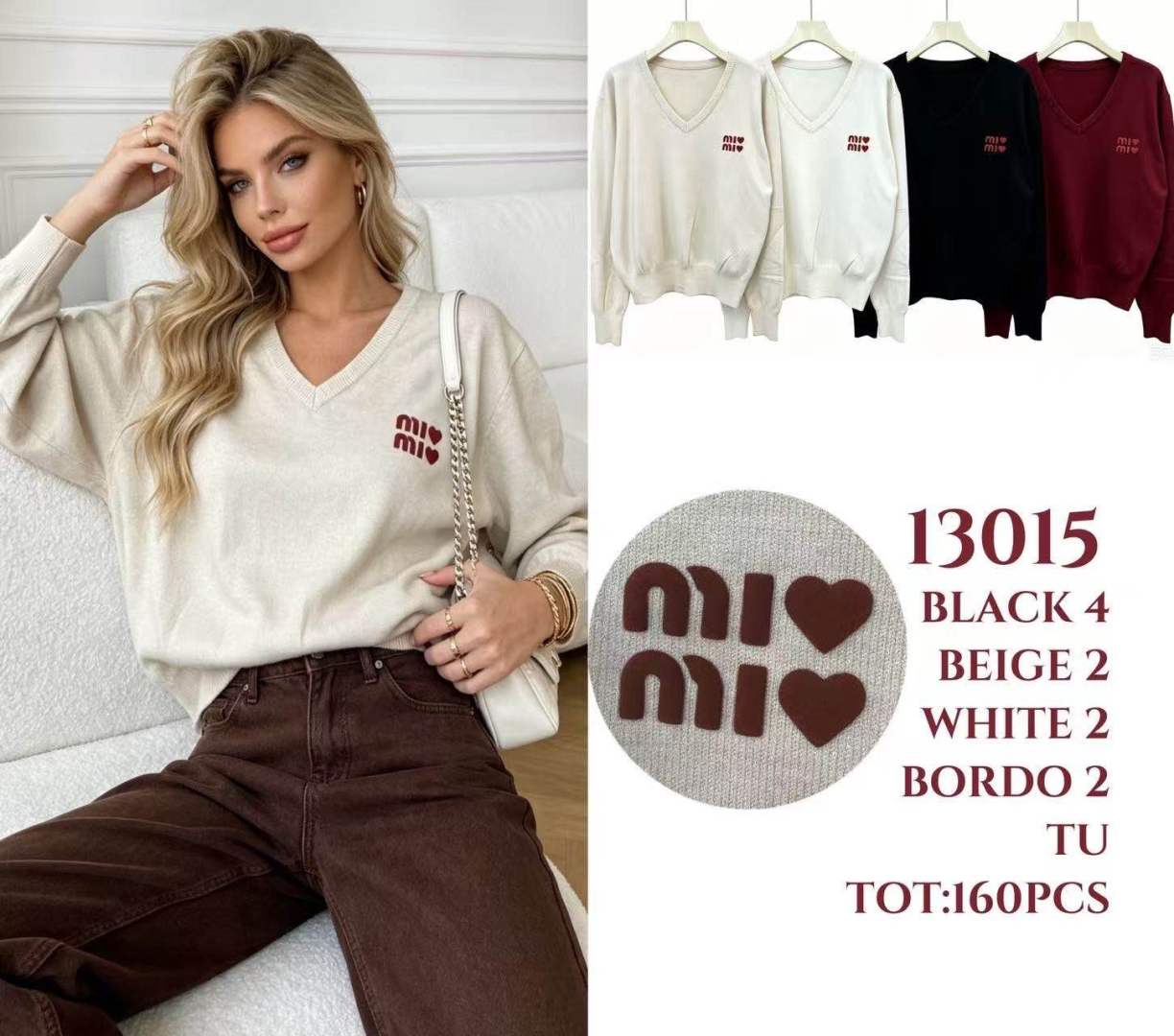V‑Ausschnitt Pullover bis zur Hüfte