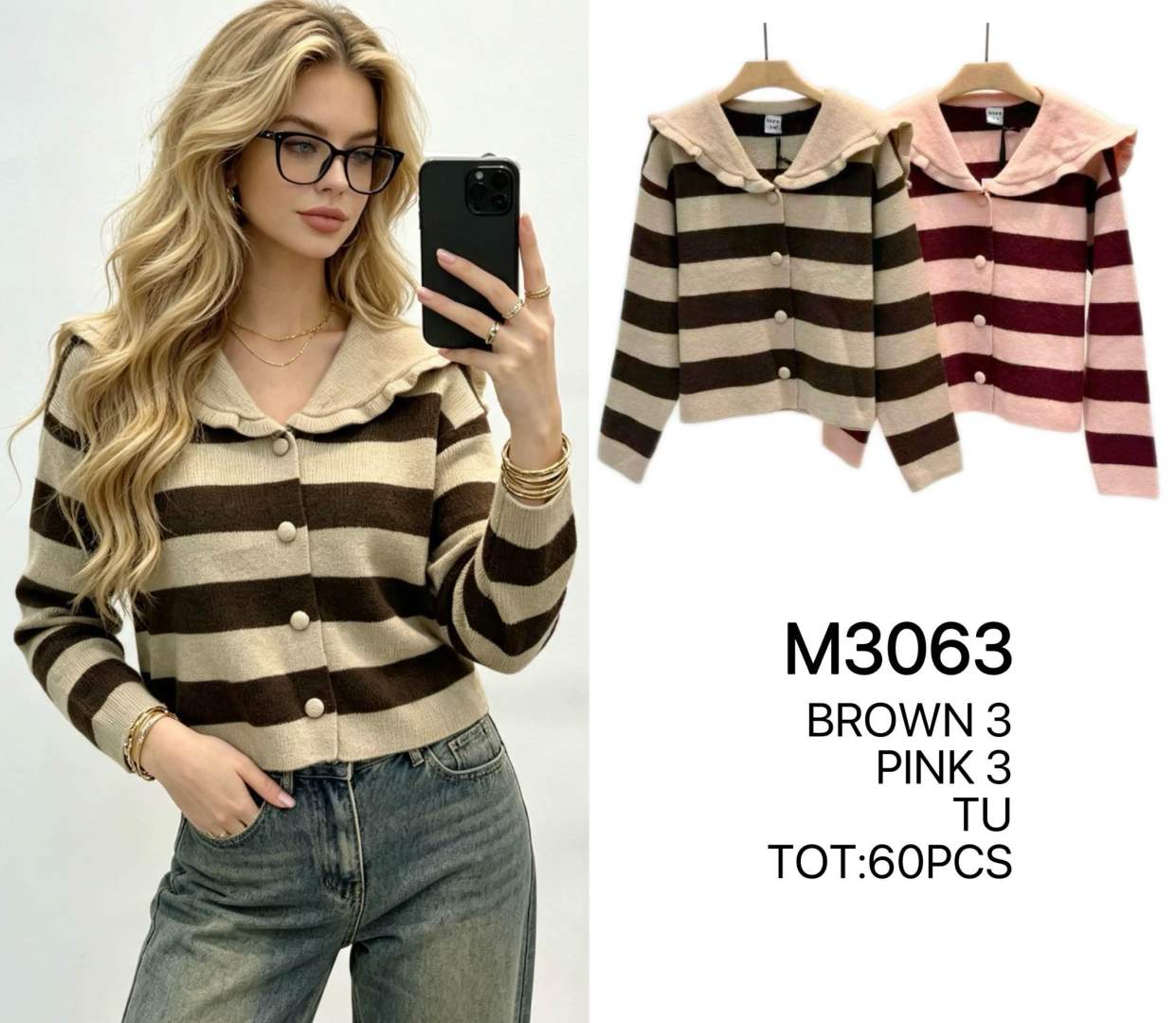 Cardigan mit Kragen und Rüsche