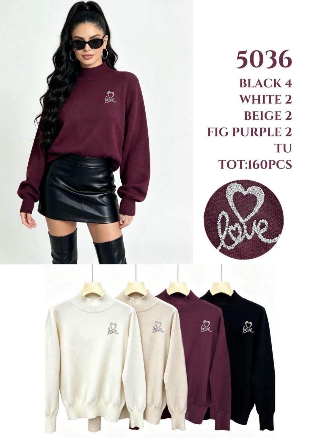 Lässiger Pullover mit Halbbündchen