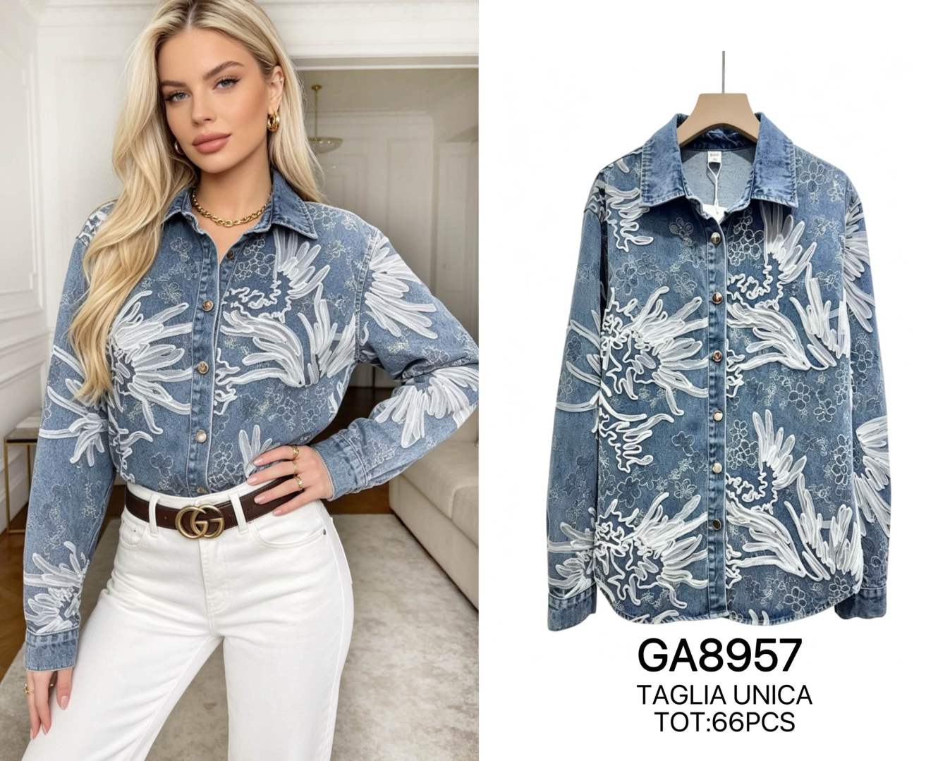 Jeanshemd mit Stickerei