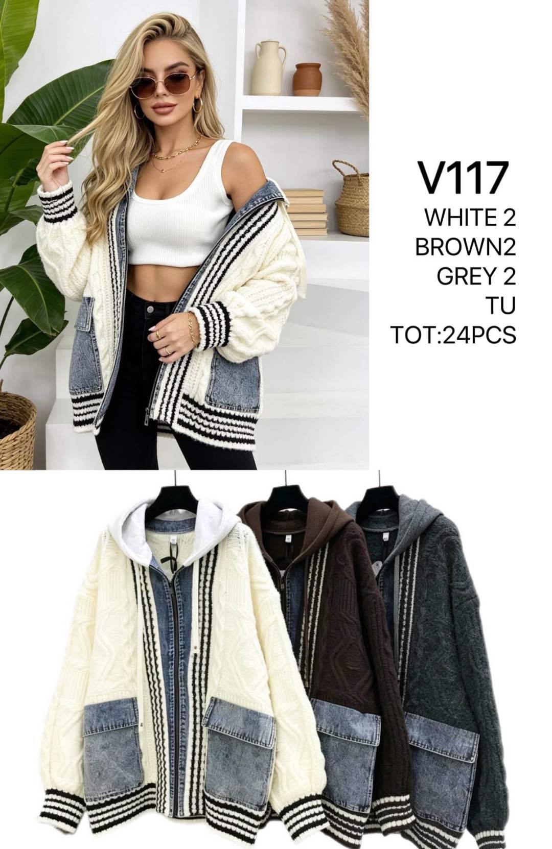 Langer Cardigan mit Kapuze