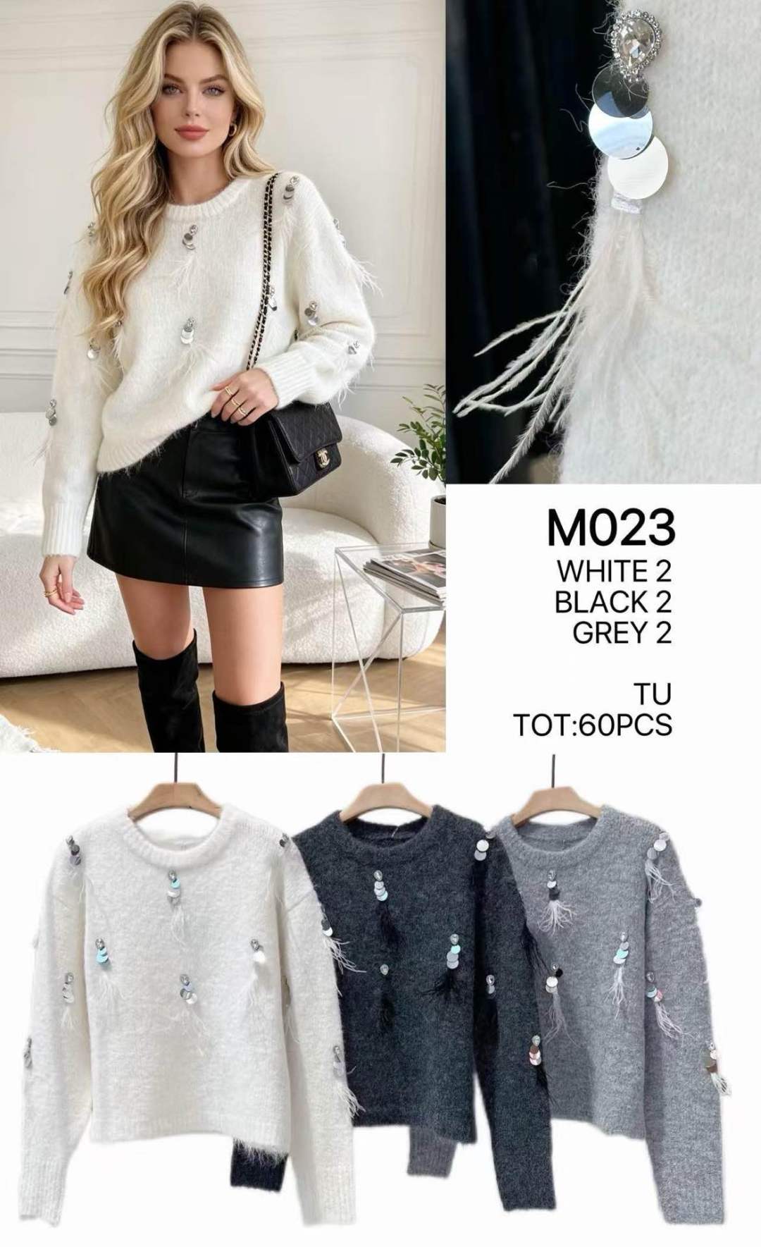 Flauschiger Pullover mit Pailletten
