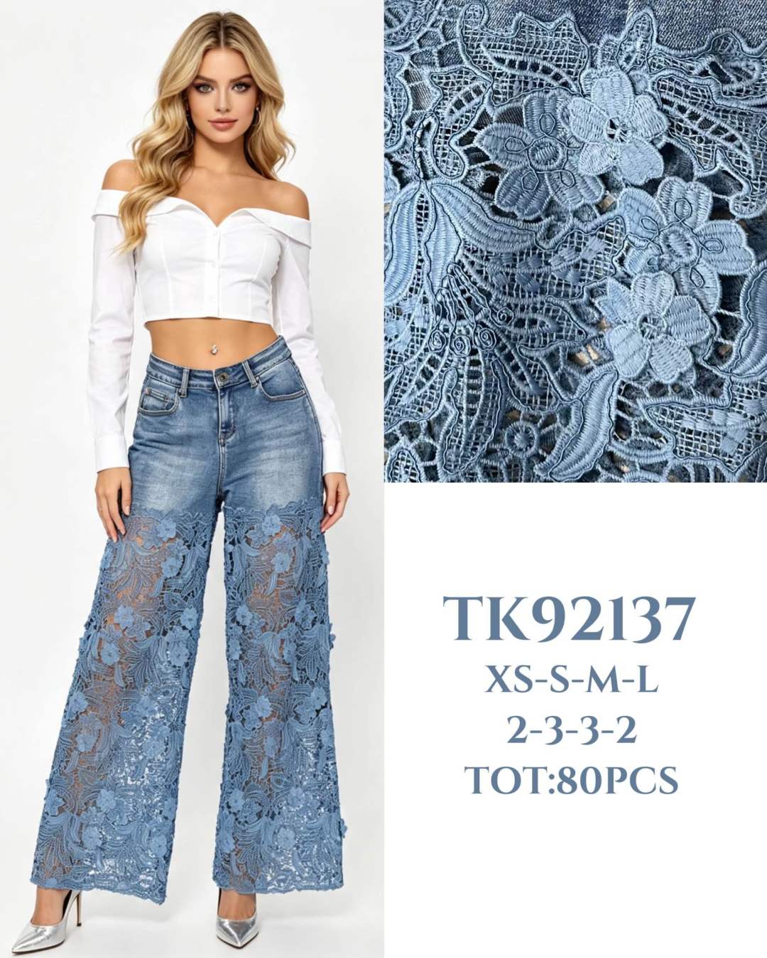 Wide‑Leg Jeans mit Spitze