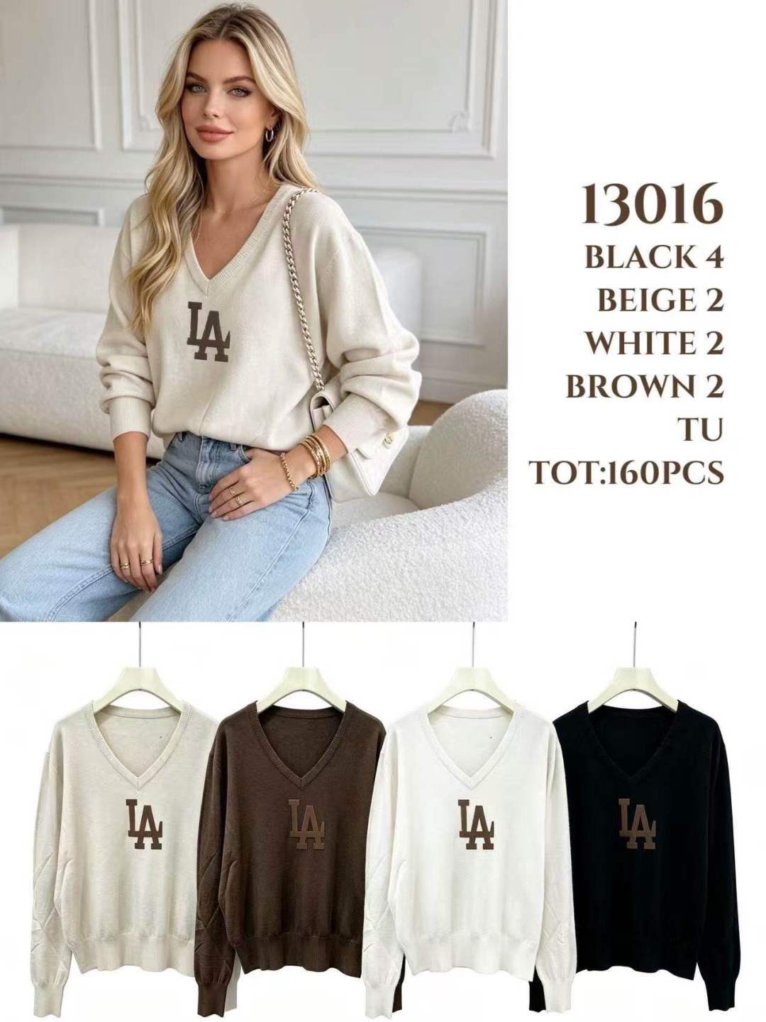 V‑Neck Pullover mit Logo
