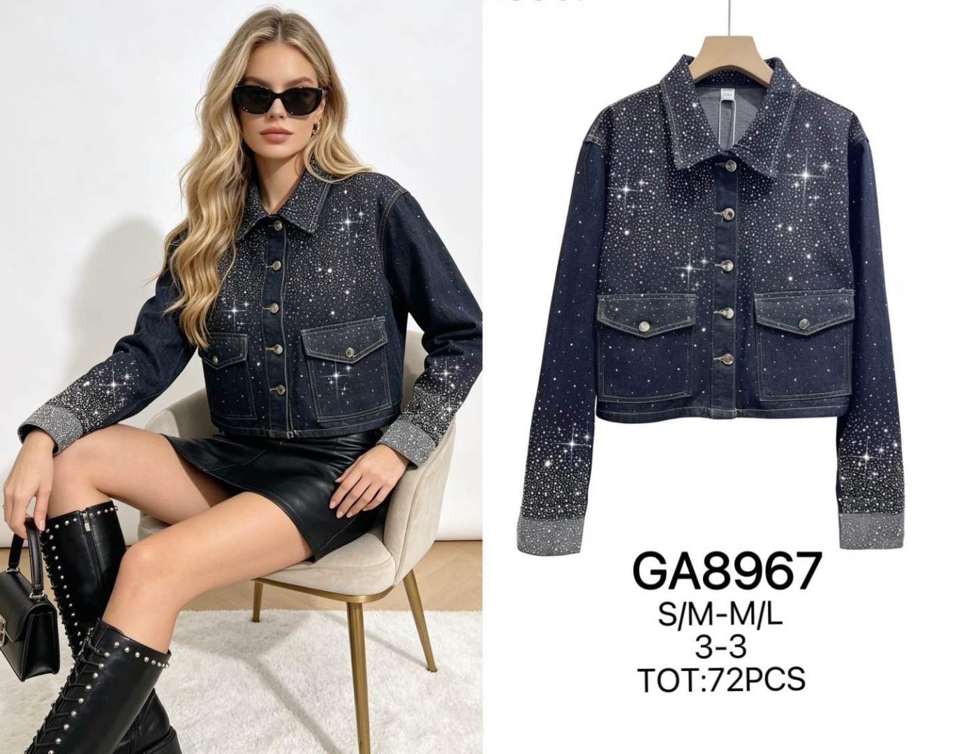 Jeansjacke mit Nieten