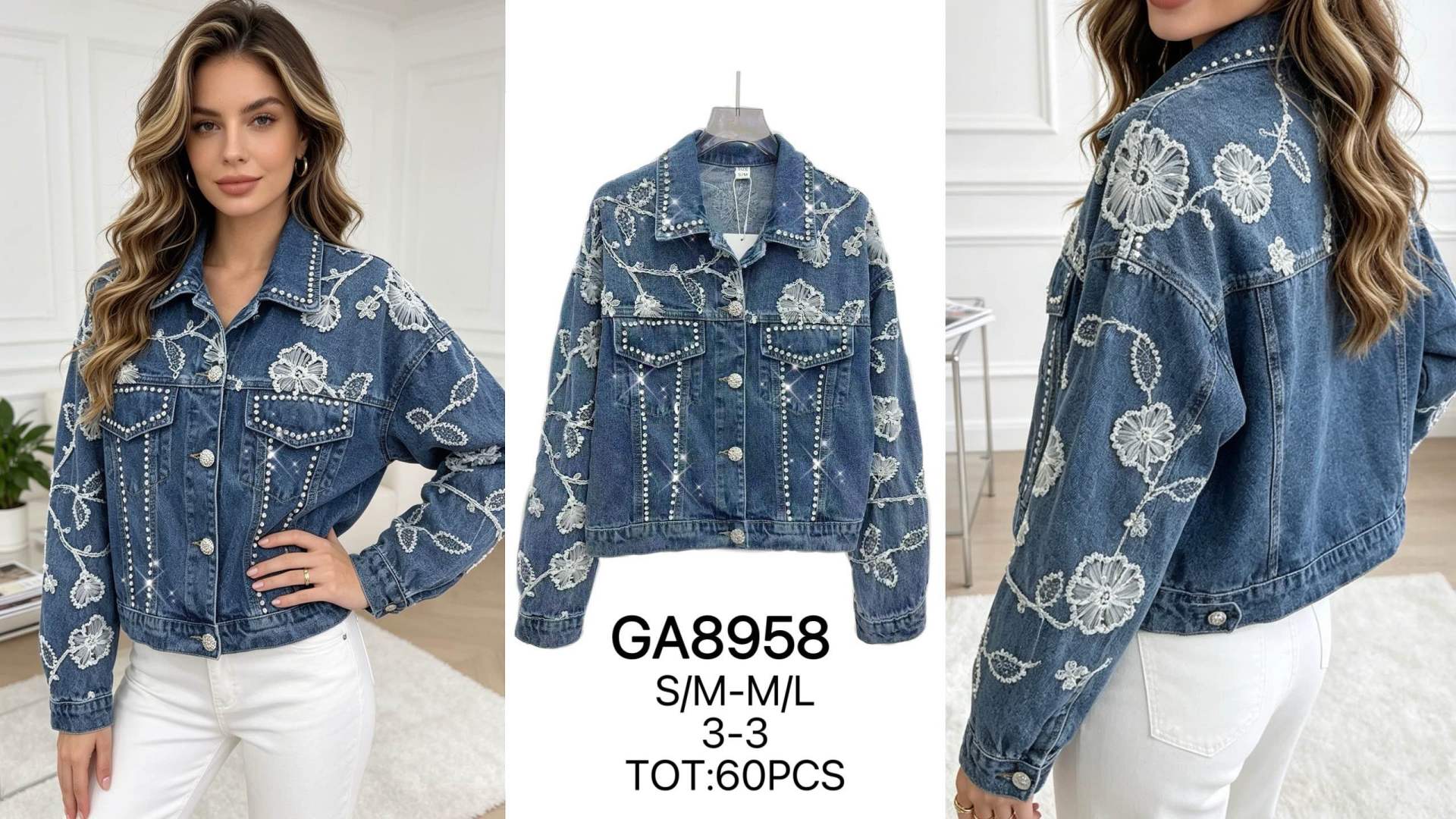 Oversize Jeansjacke mit Stickerei