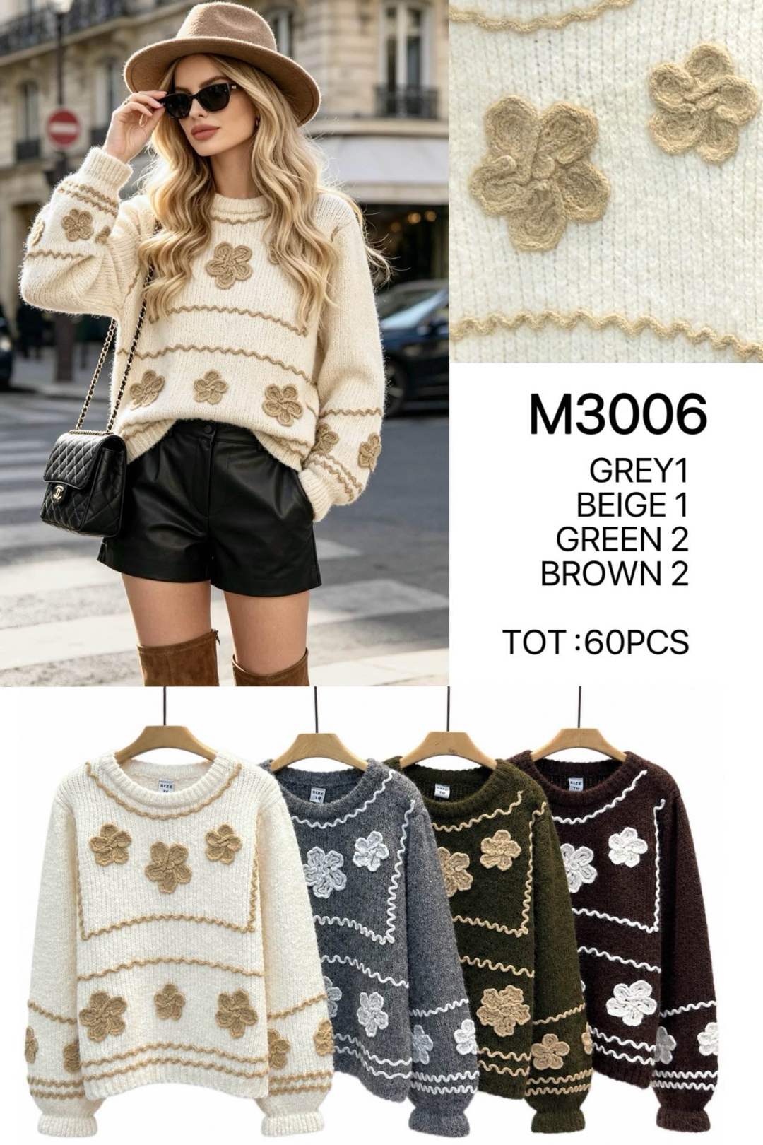 Lässiger Pullover mit Blumenapplikation