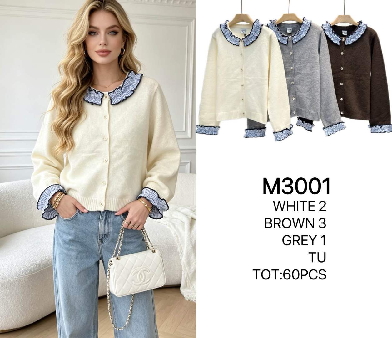 Cardigan mit Rüschensaum