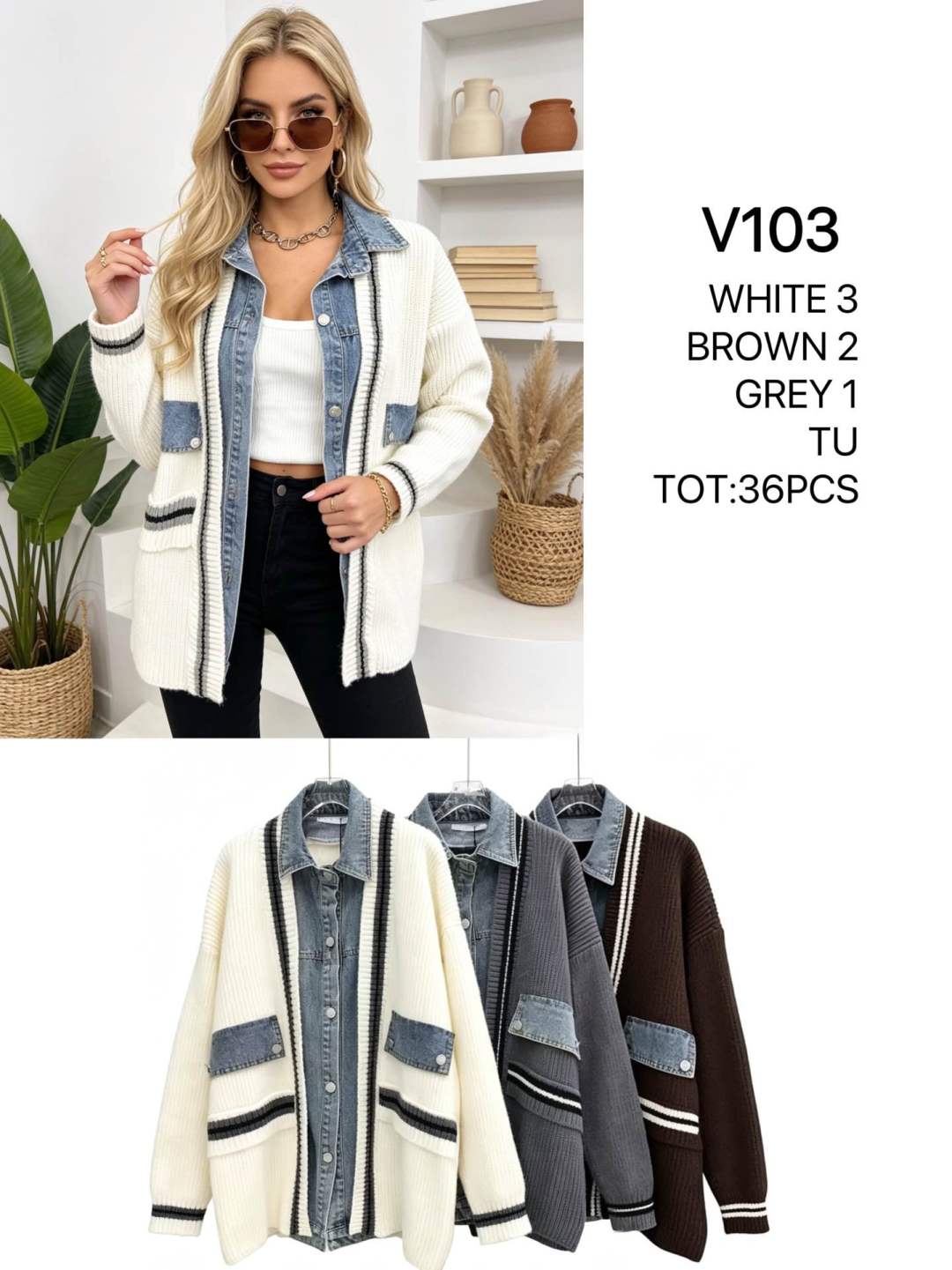 Langer Cardigan mit V‑Ausschnitt