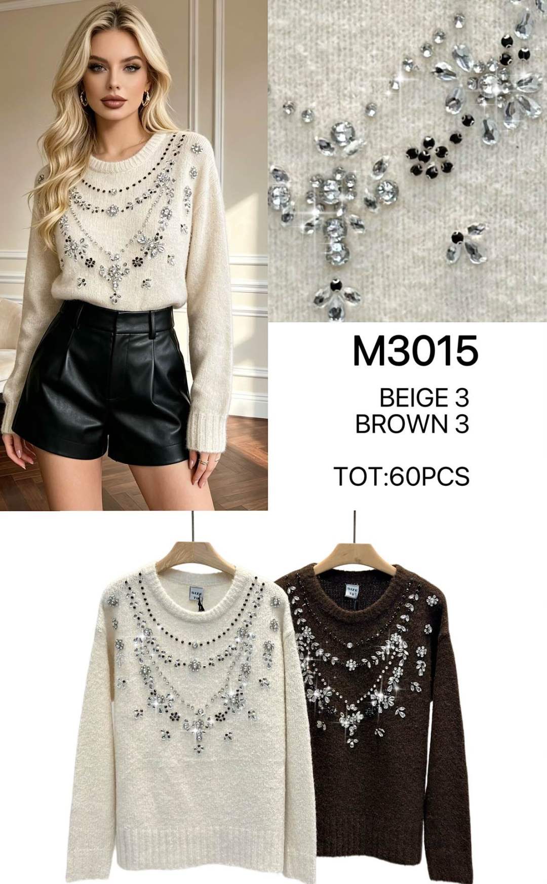 Klassischer Pullover mit Blumenmotiv