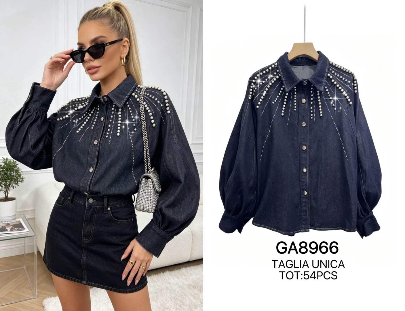 Lockere Jeansjacke mit Bischofsärmeln