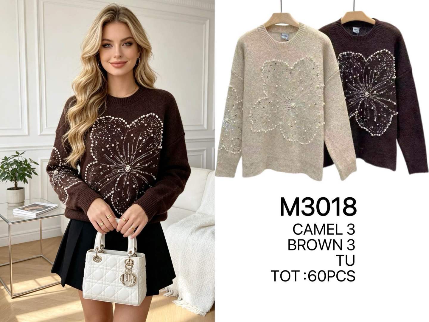 Pullover mit Blumenstickerei