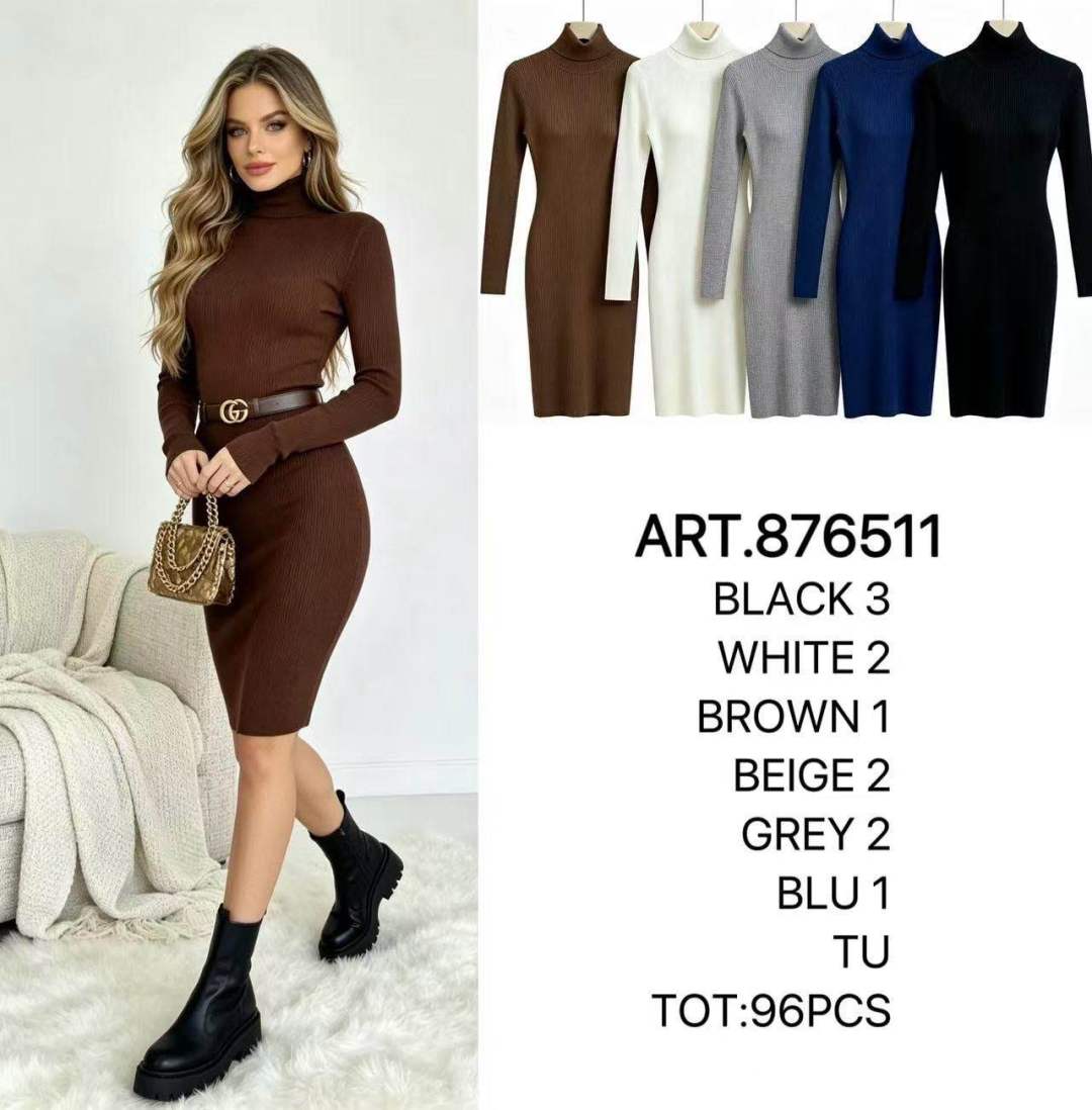Rippstrick-Kleid mit Rollkragen