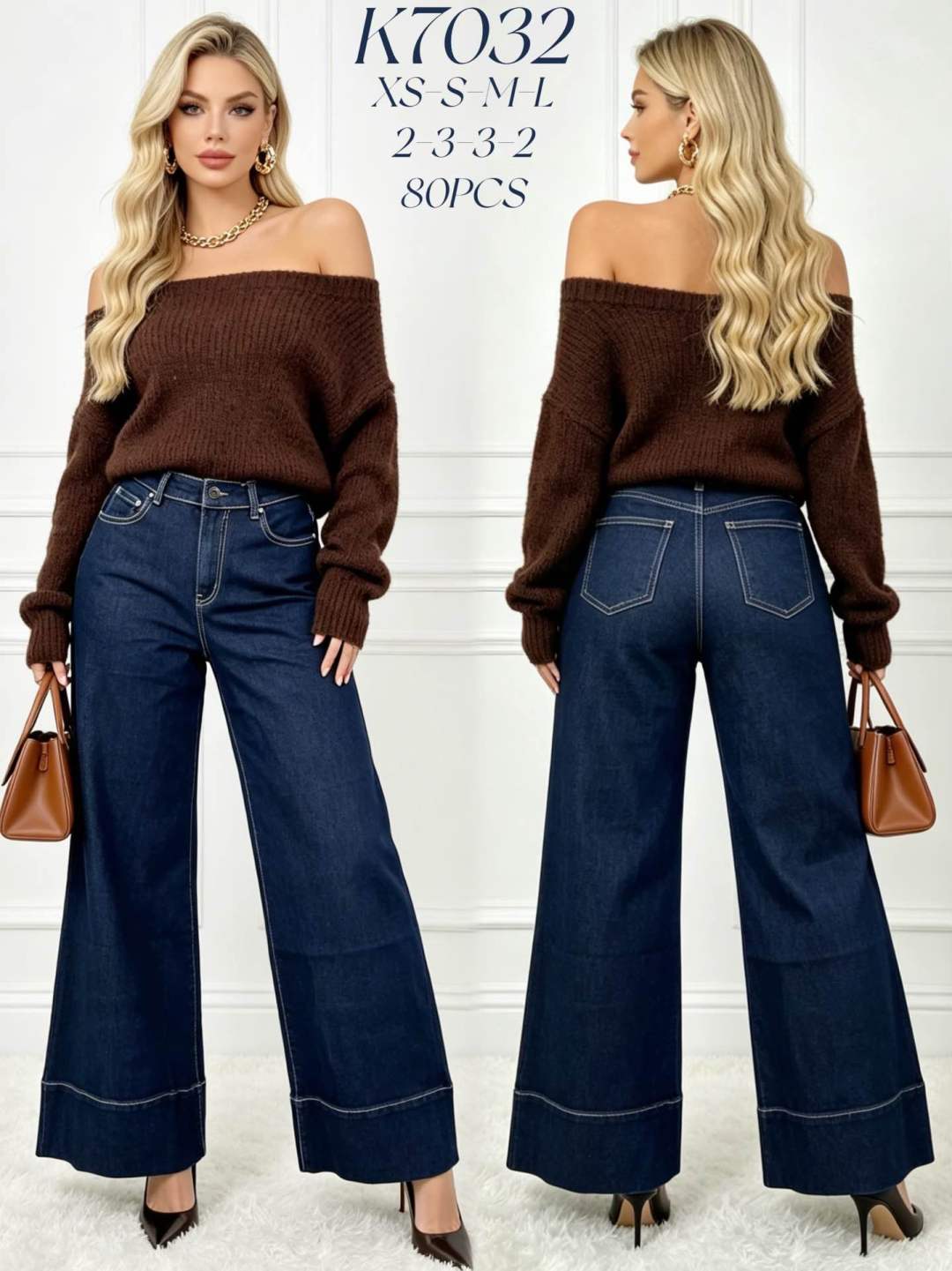 High-Waist Jeans mit ausgestellten Beinen