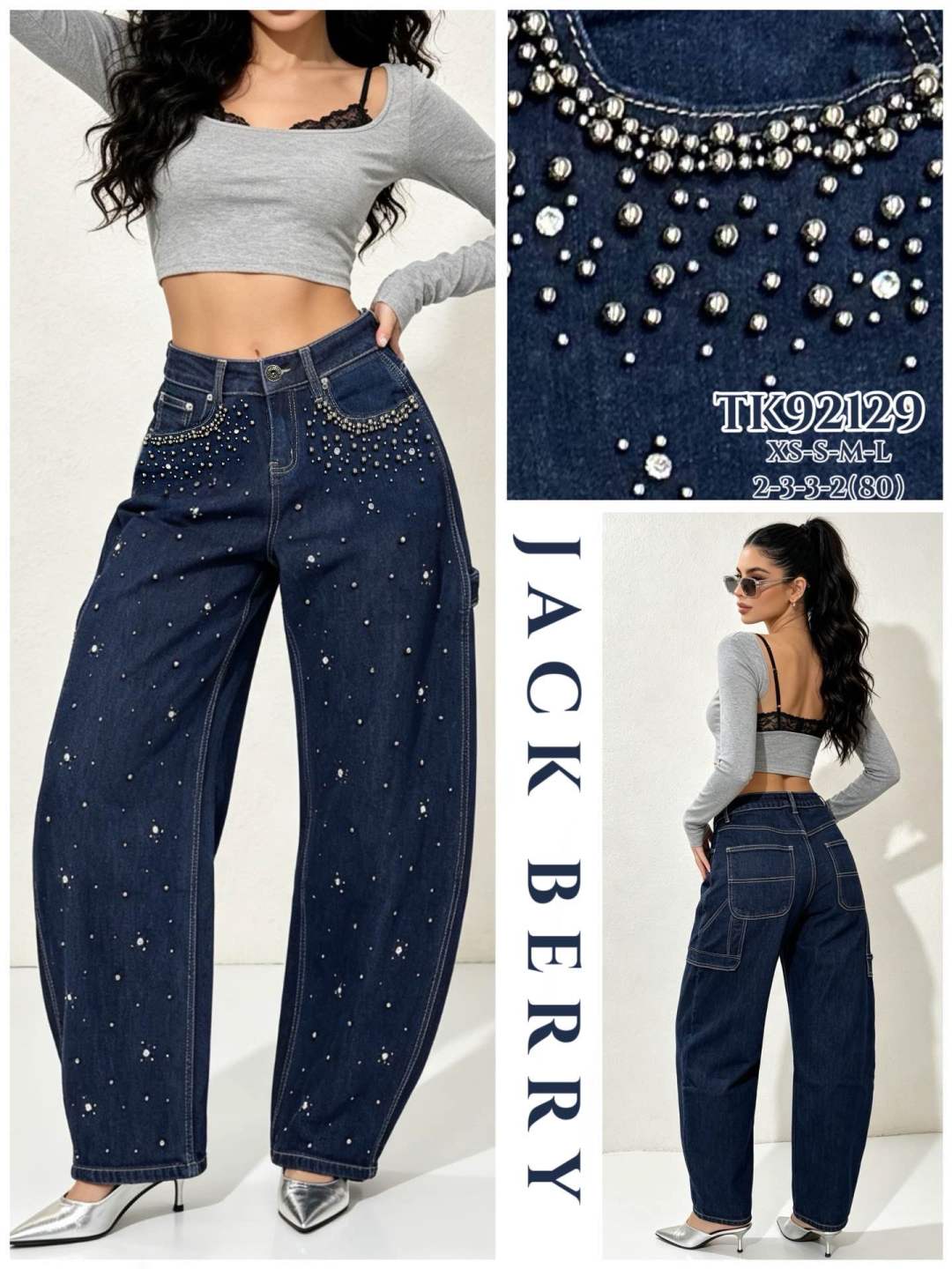 Bubble-Jeans mit Nieten