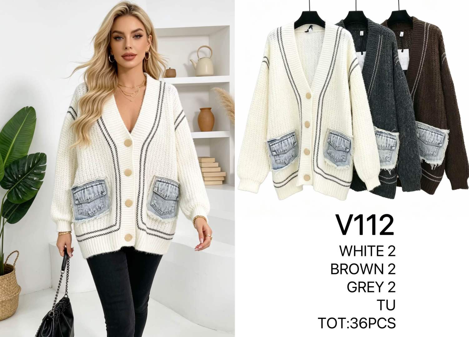 Oversize-Strickjacke mit Taschen