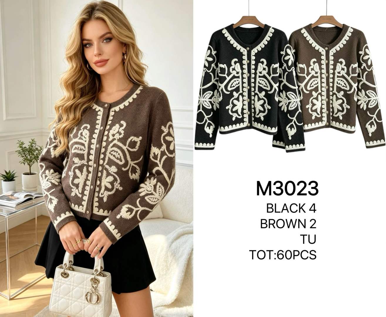 Gerader Cardigan mit Jacquard