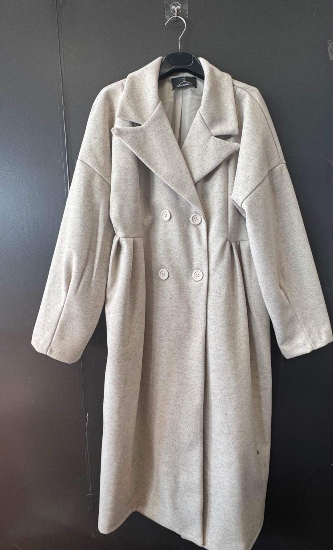 Midi A‑Line Mantel mit breiten Revers