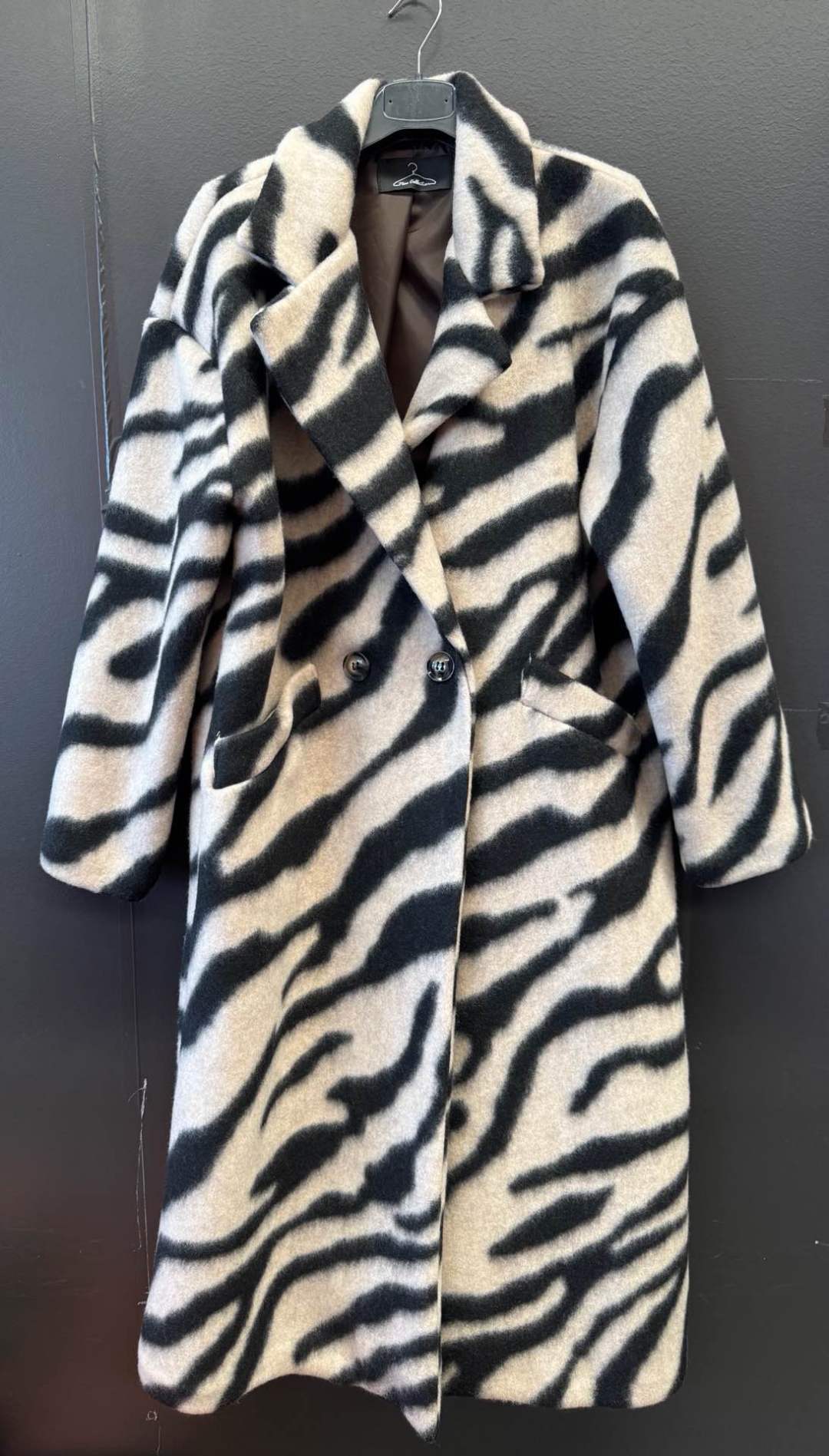 Oversize-Midi-Mantel mit Zebramuster