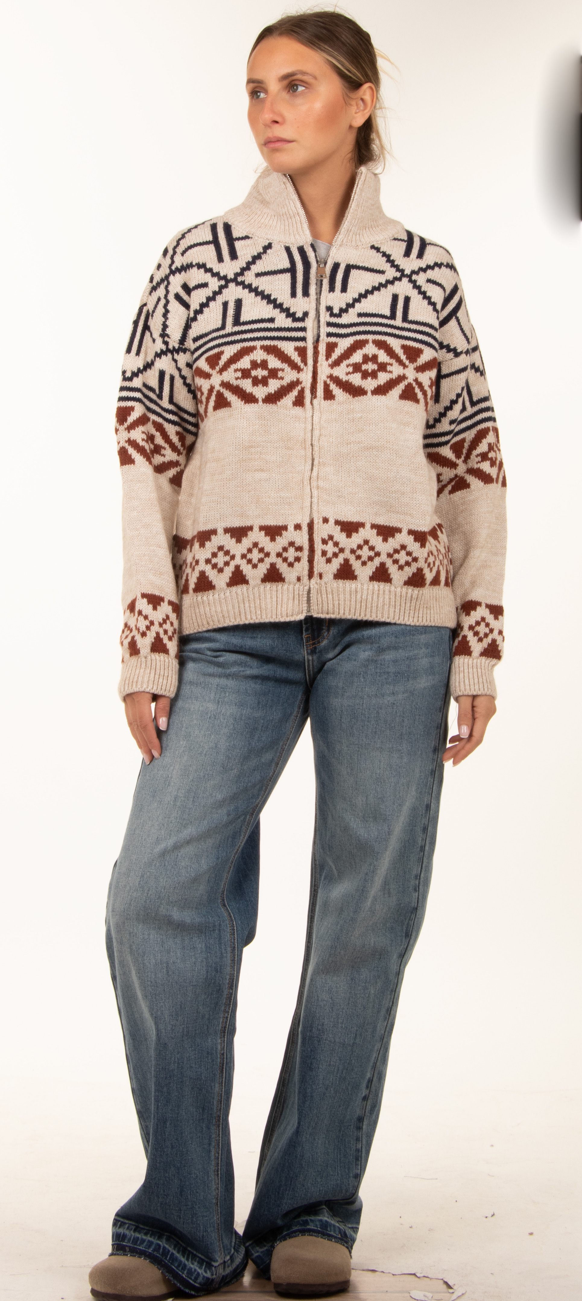 Cardigan mit Rollkragen und Reißverschluss