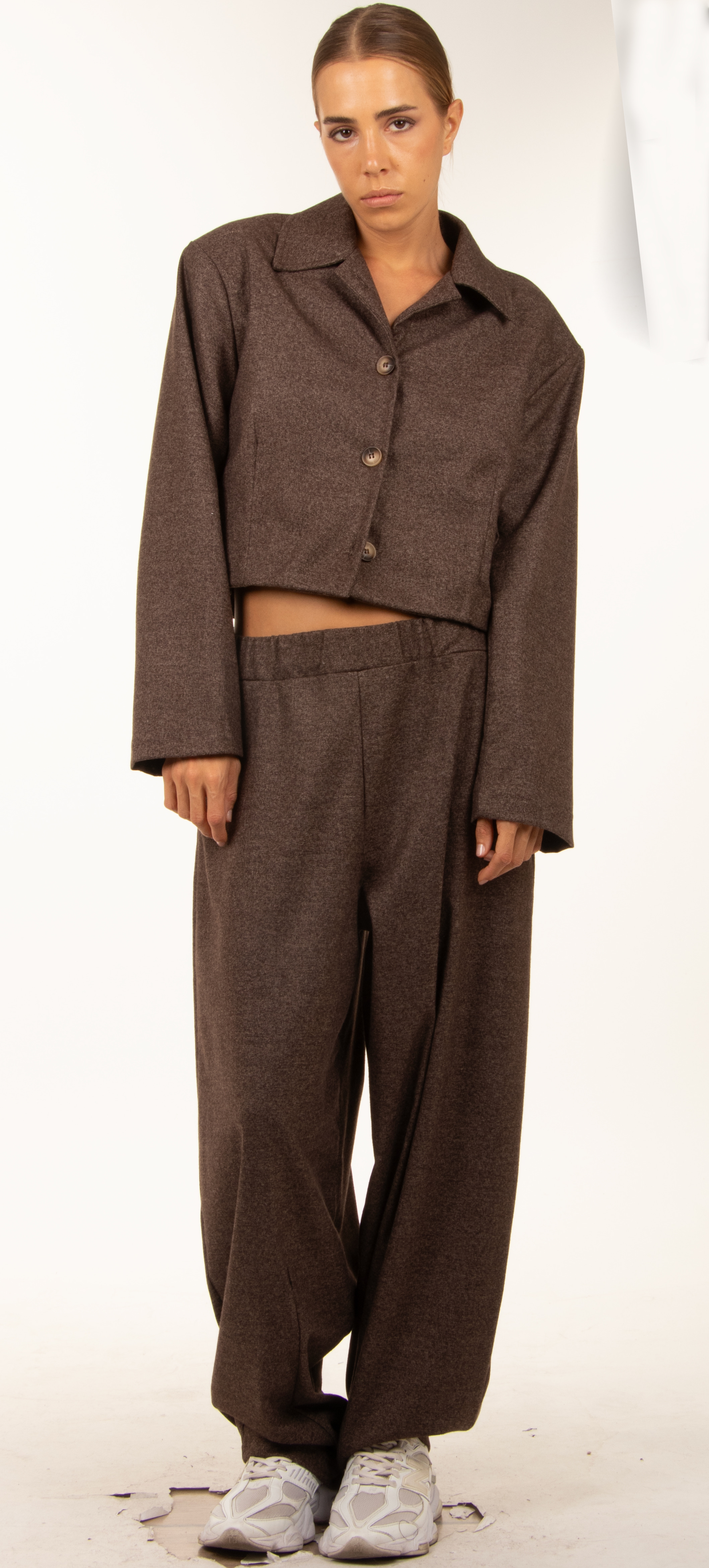 Cropped Jacke mit Hemdkragen