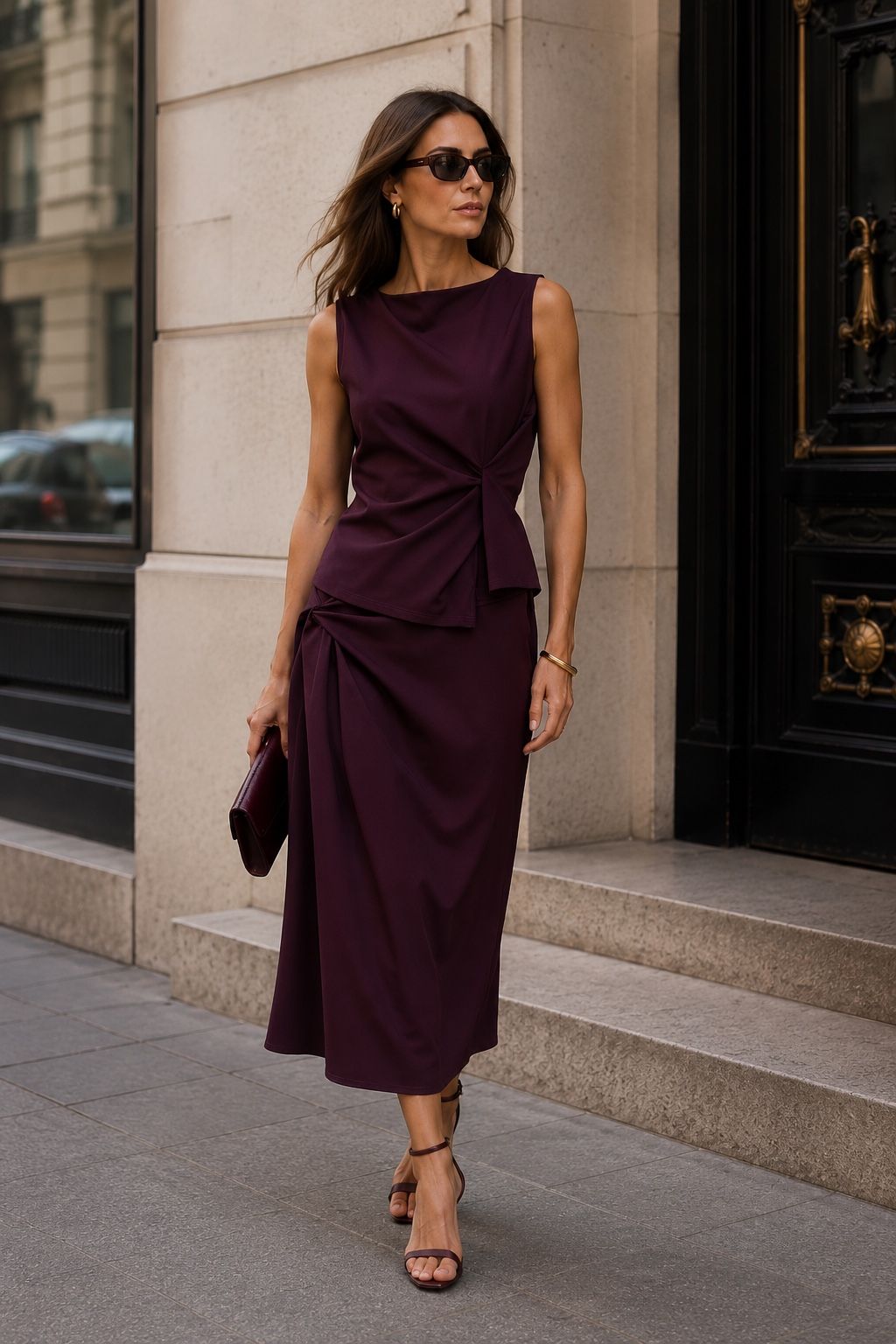 A‑Line Midi‑Rock mit geraffter Taille