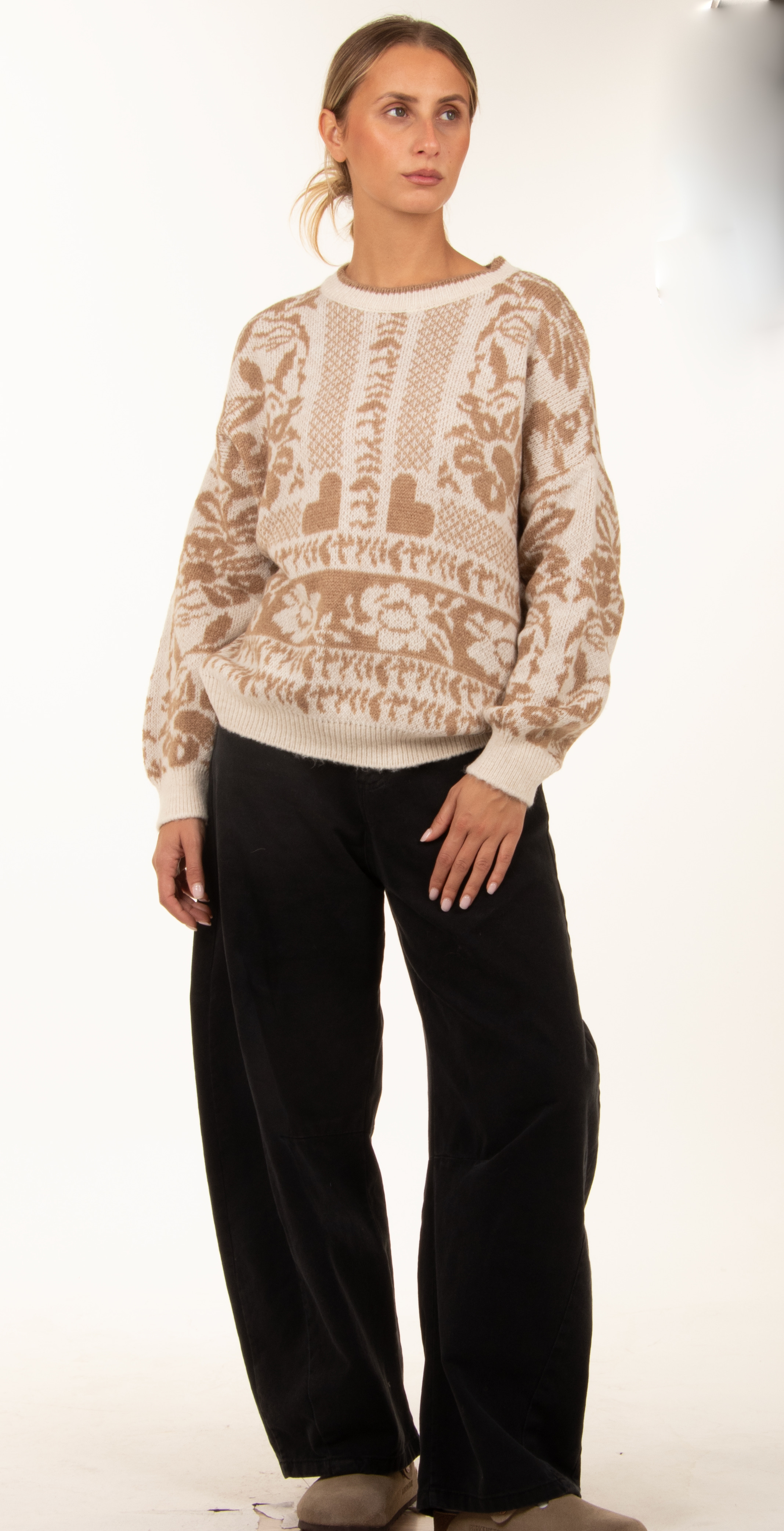Lockerer Jacquard-Pullover