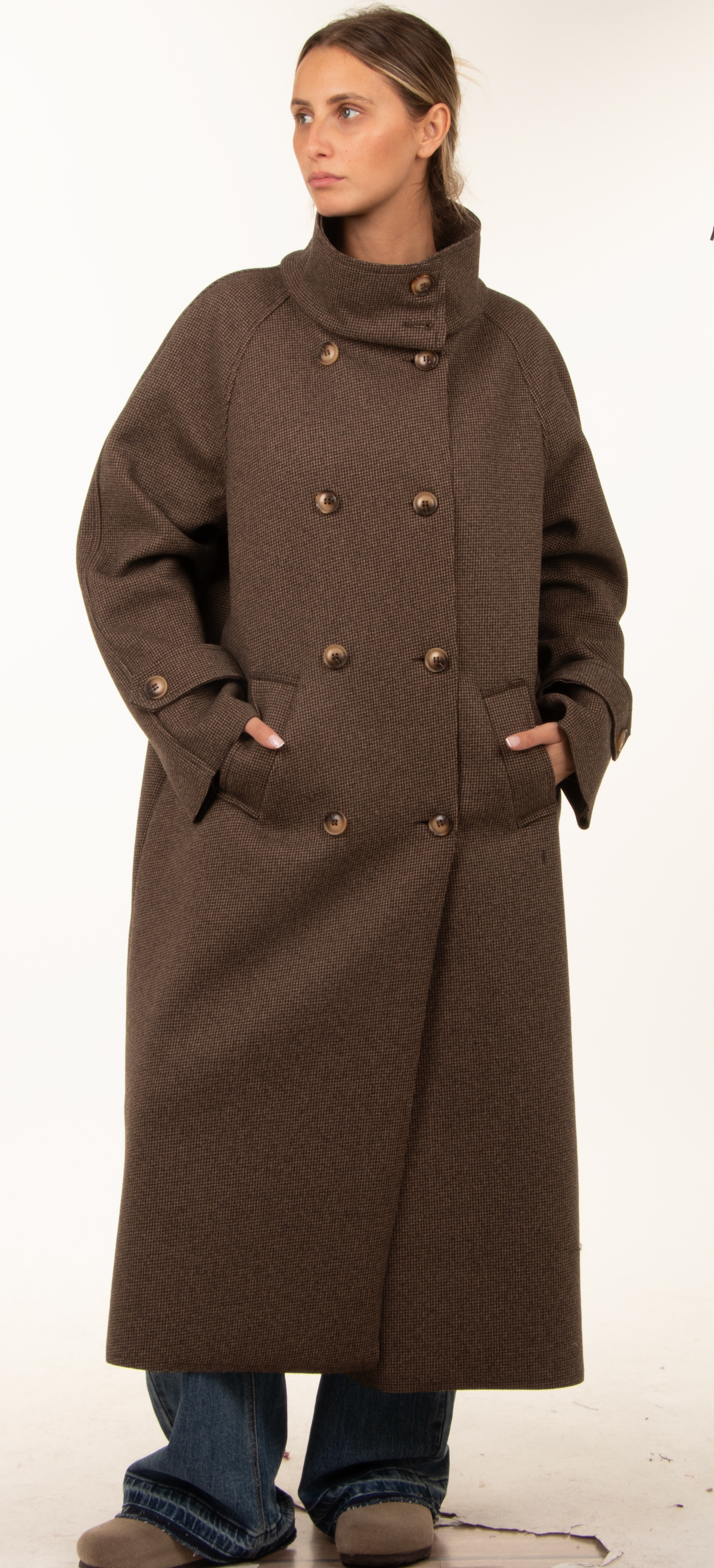 Oversize Maxi-Mantel mit Stehkragen