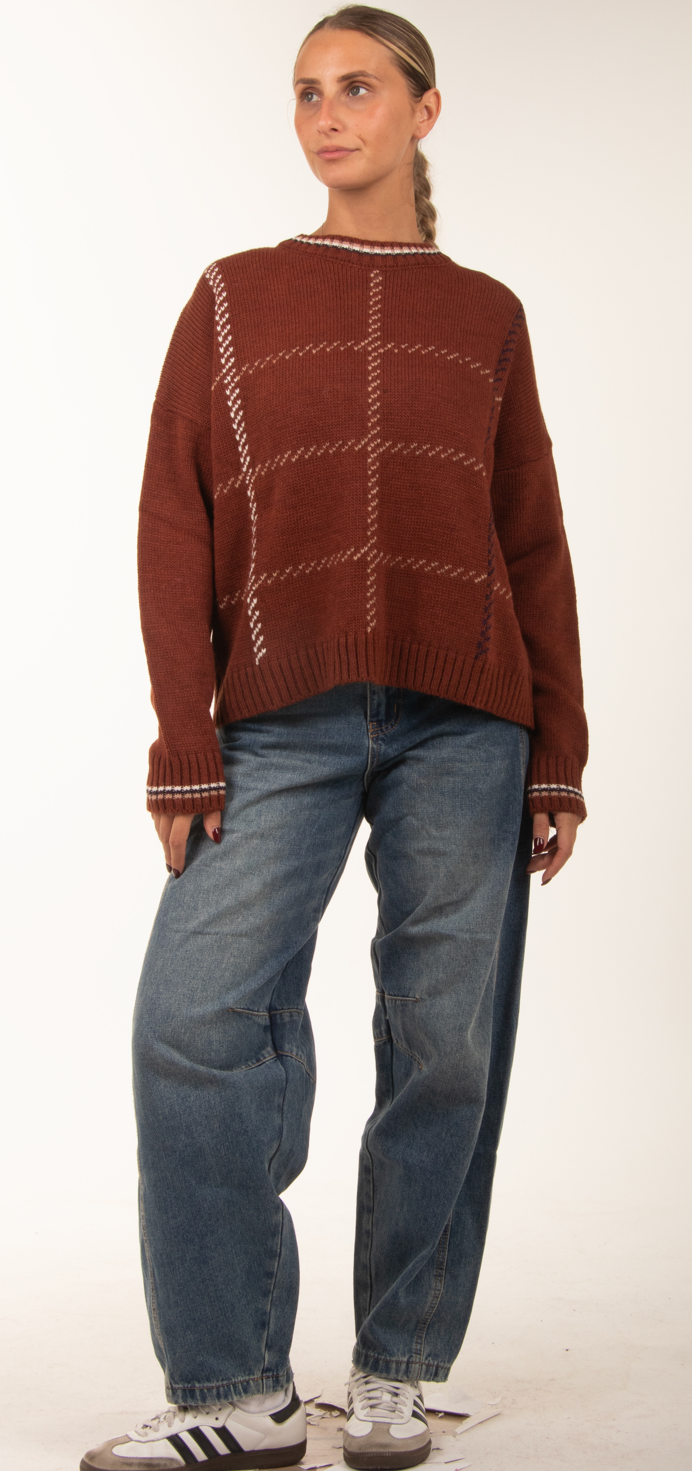 Lässiger Pullover mit großem Karomuster