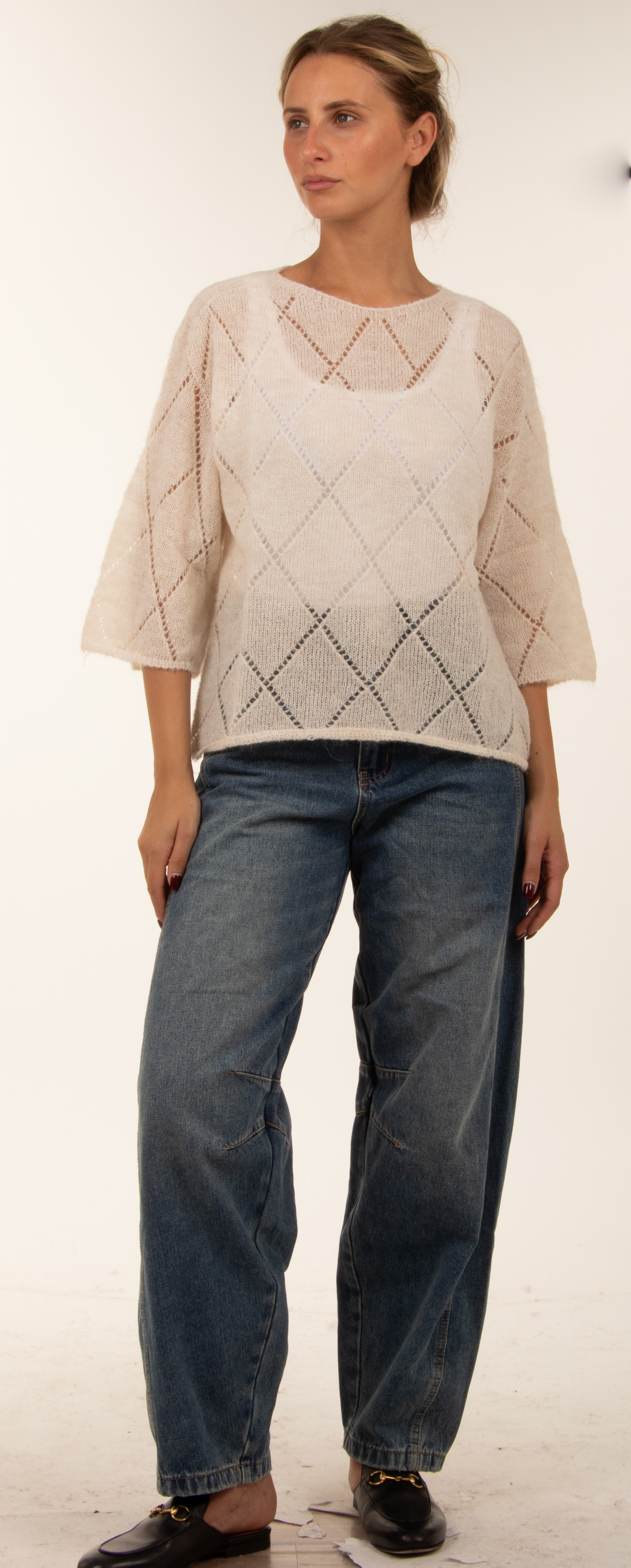 Lässiger Lochmuster-Pullover