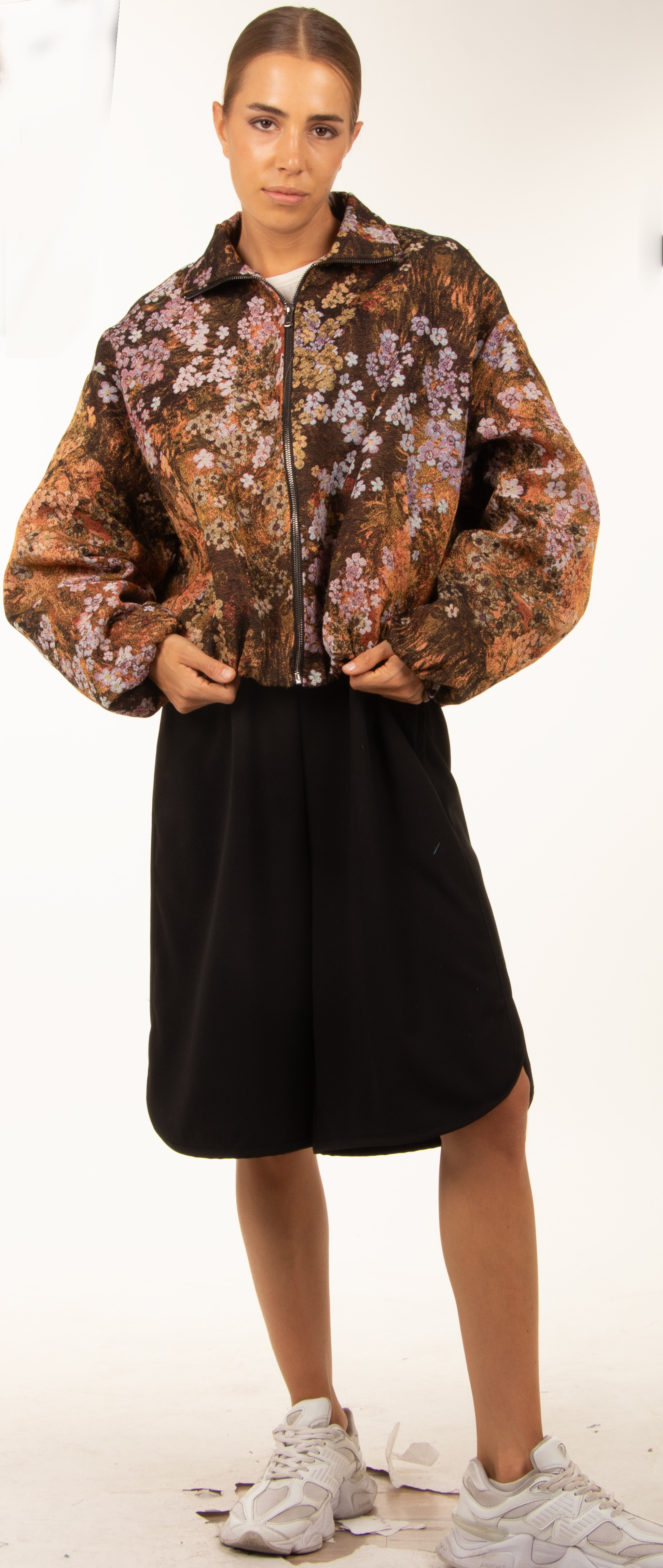 Oversized Bomberjacke mit Blumenmuster
