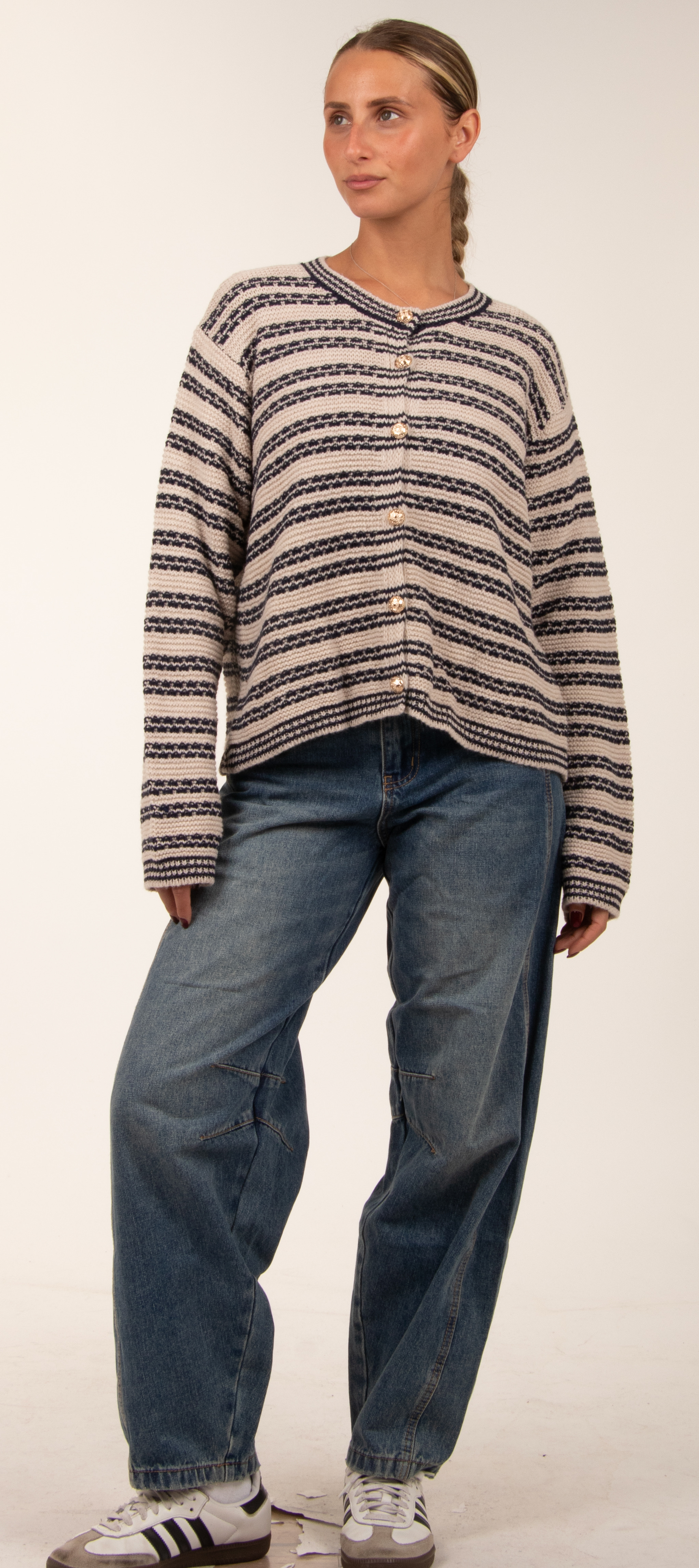 Boxy Cardigan mit Streifen