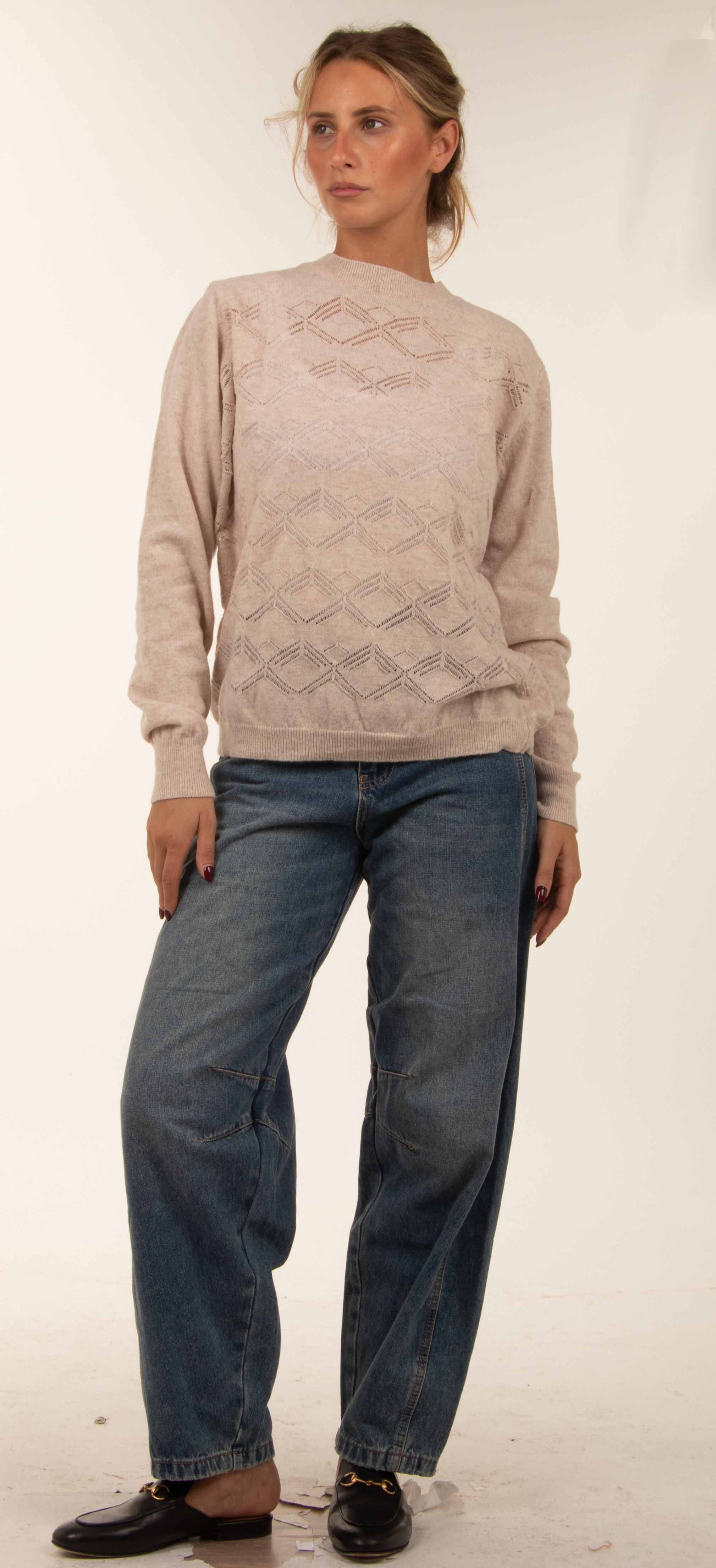 Pullover mit geometrischem Muster und Rundhalsausschnitt