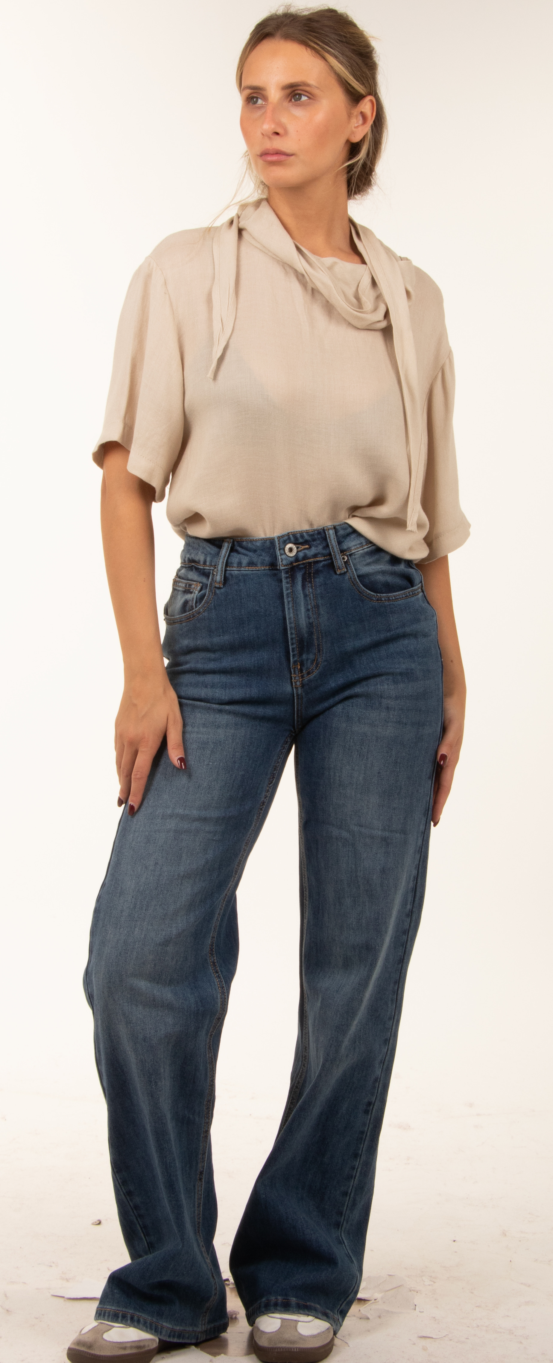 Jeans mit hohem Bund und Schlag