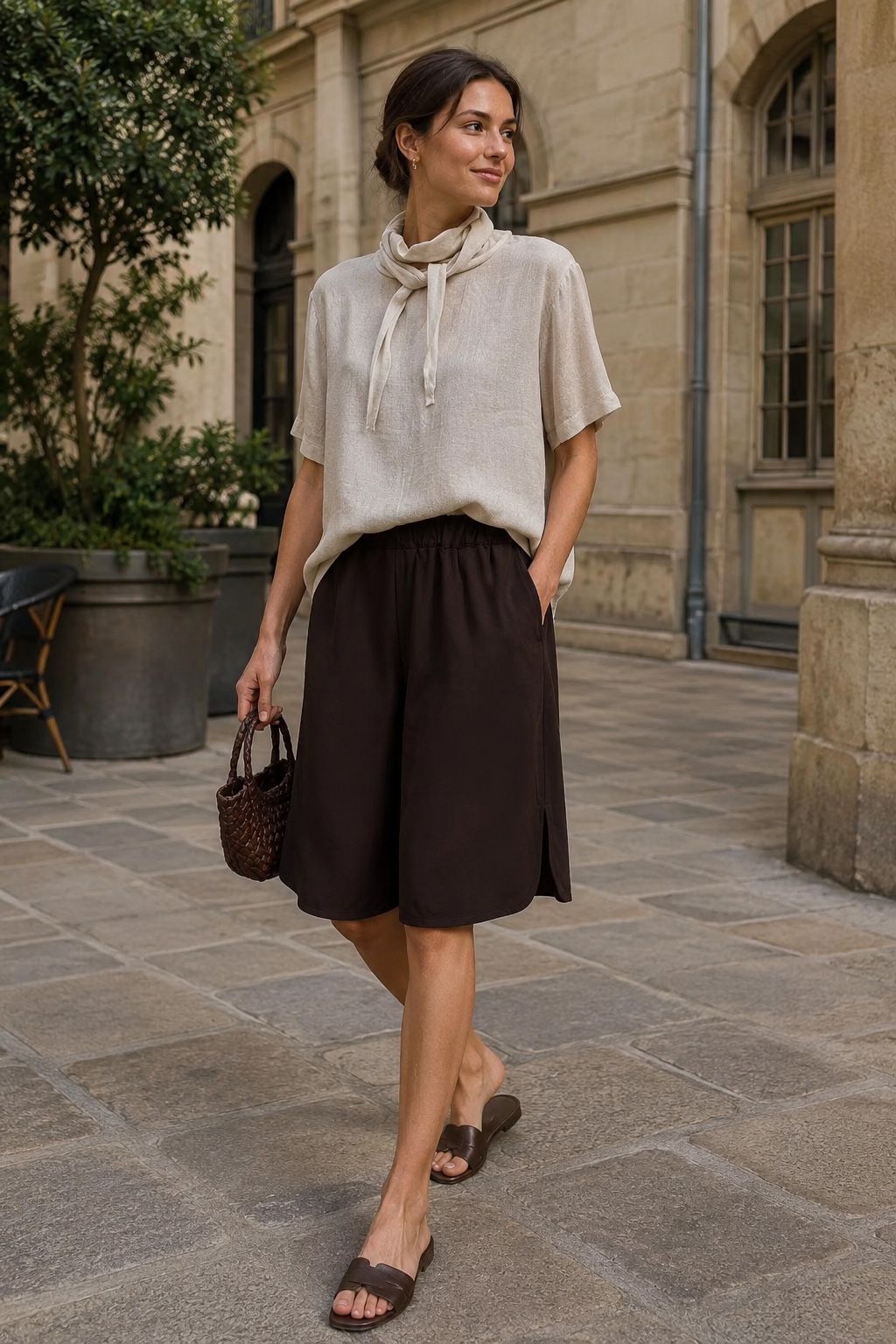 Lockere Bluse mit Schal