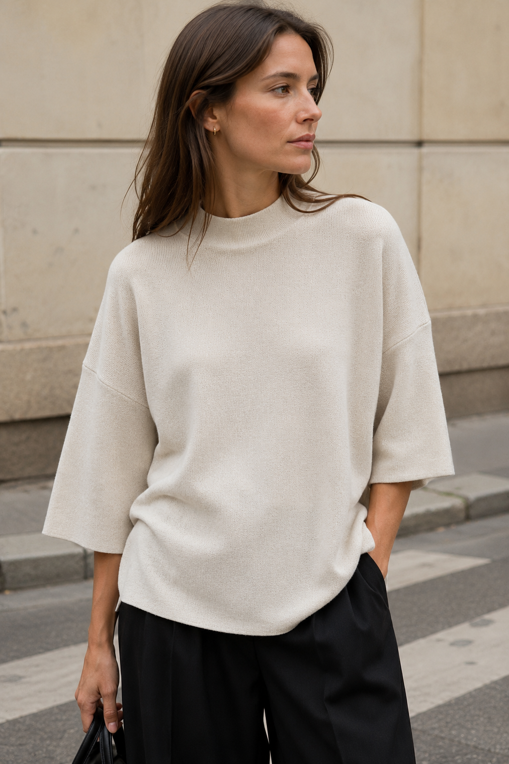 Oversize Shirt mit Halbrollkragen