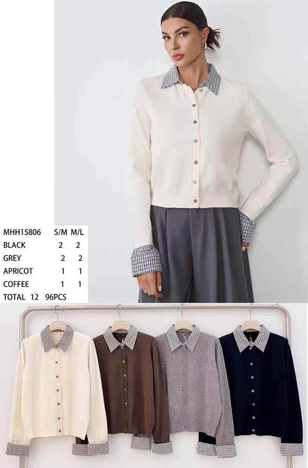 Hemdkragen‑Cardigan mit Knöpfen