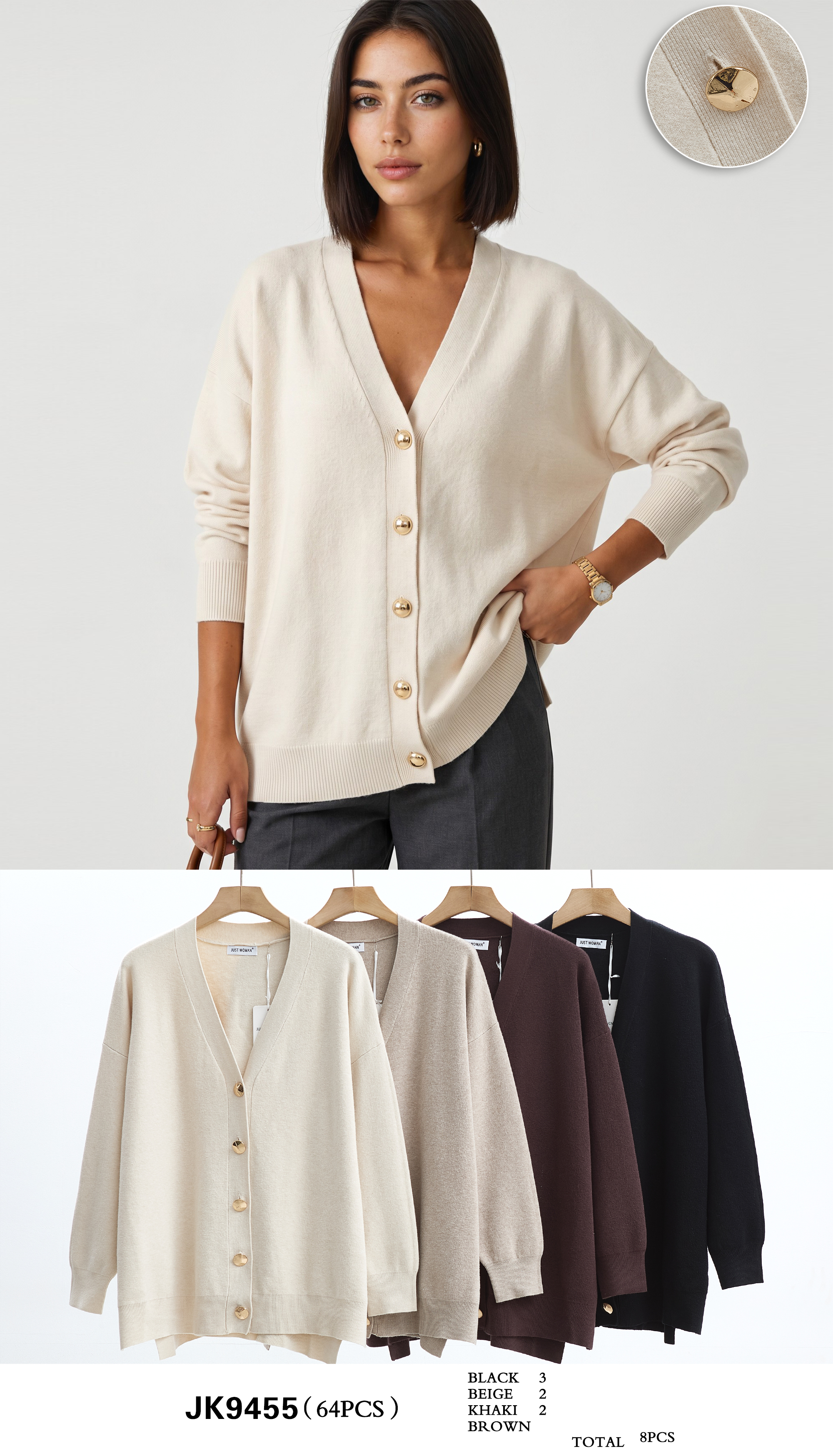 Locker fallender Cardigan mit Knöpfen