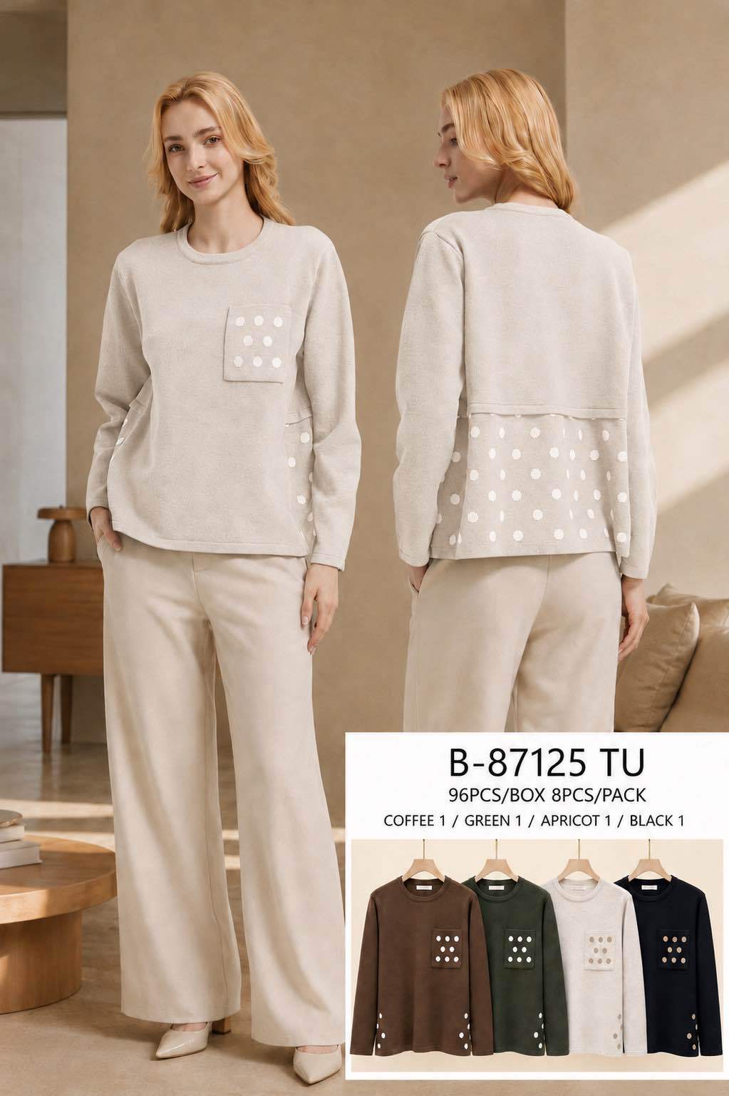 Langer gerader Sweatshirt mit Pünktchen