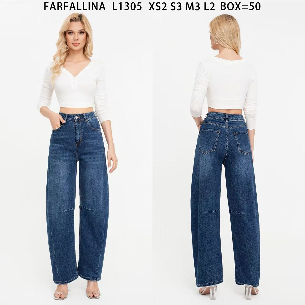 Jeans mit hohem Bund und weiter Beinform
