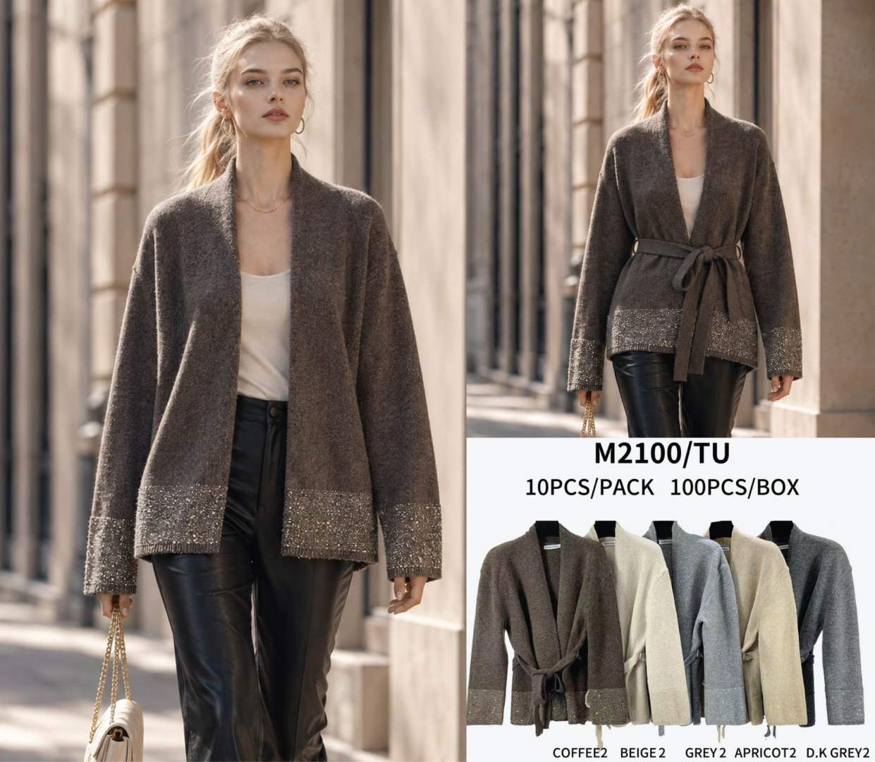 Cardigan mit Bindegürtel