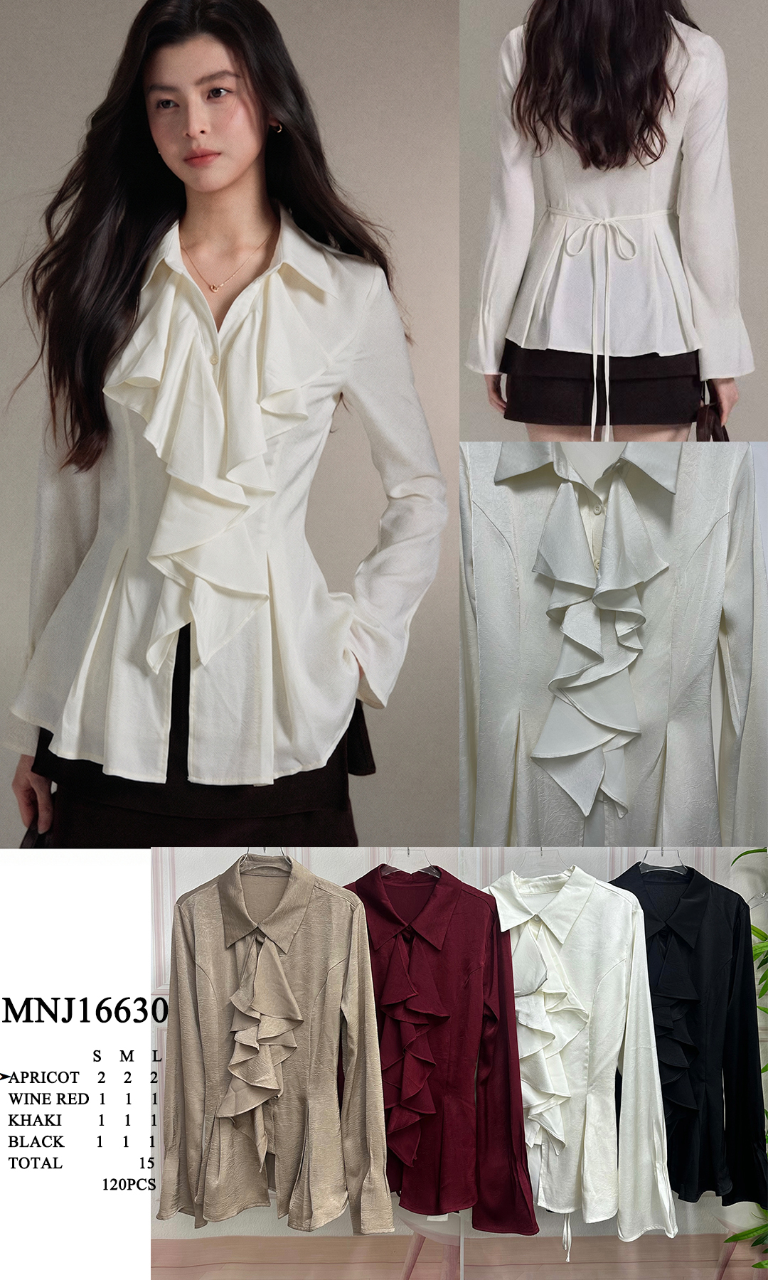 Bluse mit Baskin und Rüsche