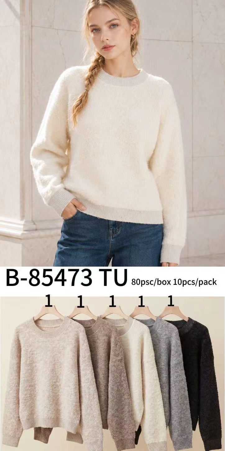 Flauschiger Pullover mit Rundhalsausschnitt