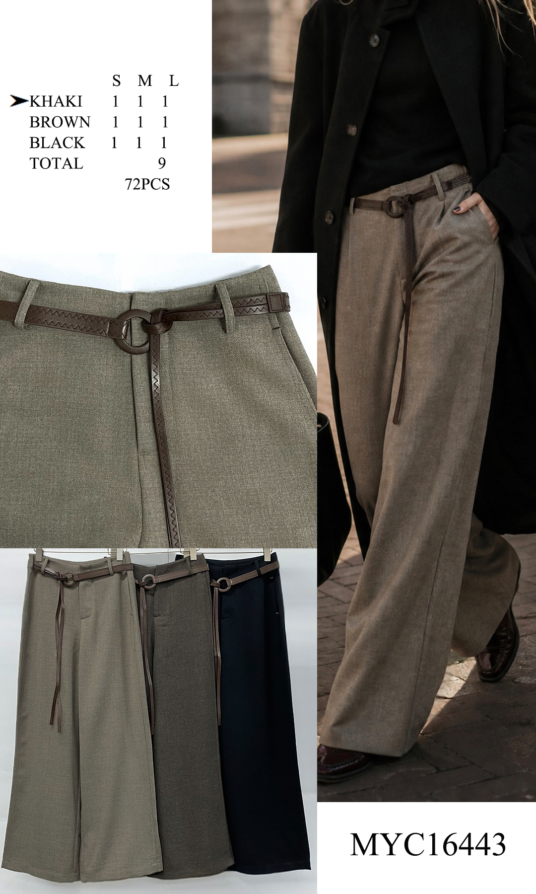 Wide‑Leg Hose mit Gürtel